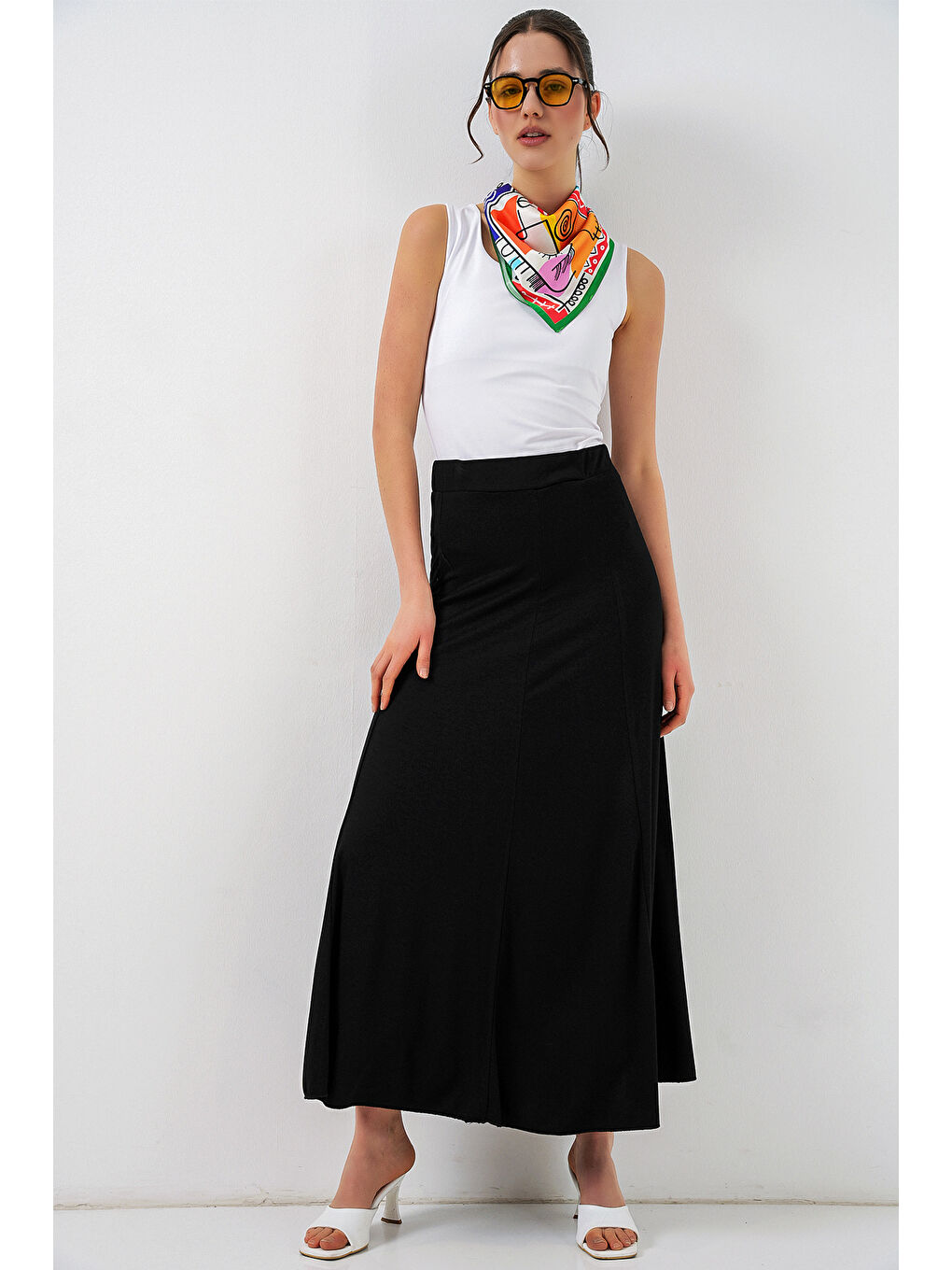 Kadın Örme Uzun Etek 8073 - Siyah