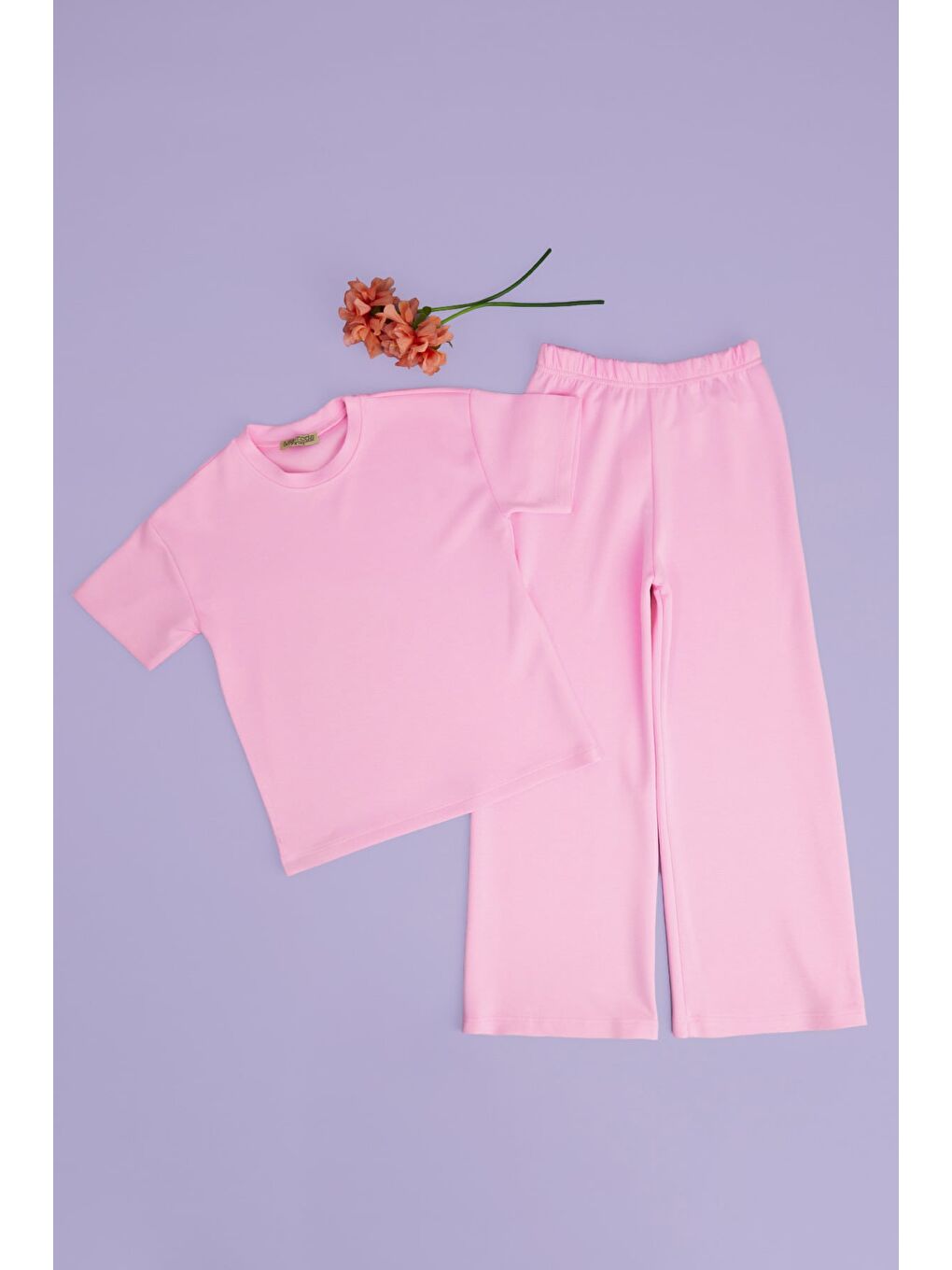 Pembe Basic Modal Kumaş Kız Çocuk 2 Li Takım-2