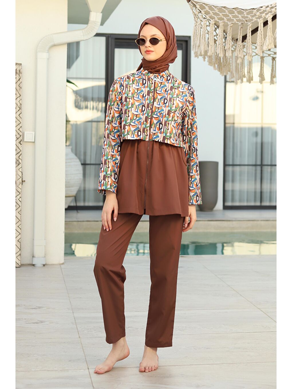 Karışık Desenli Kısa Yüzme Takımı Fractal Desen-2