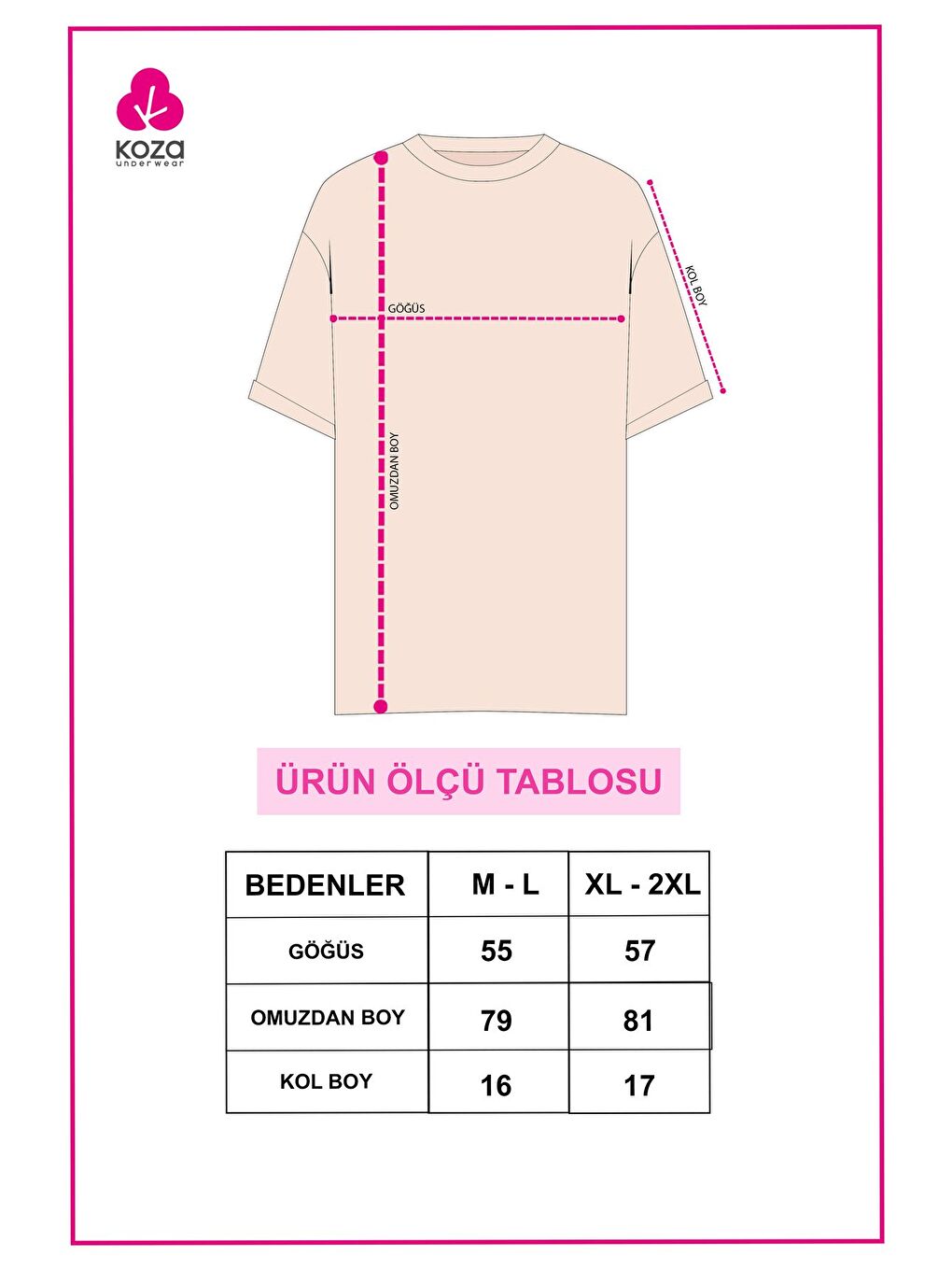 Koza İç Giyim Beyaz Kadın Pamuklu Basic Oversize T-Shirt - 1