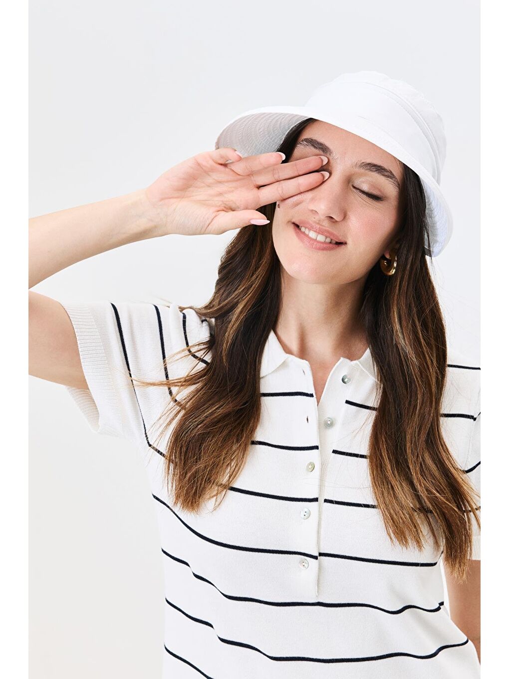 Mikro Kumaş Fermuarlı Ayarlanabilir Sporcu Koşu Ve Tenis Şapkası Y25730-30 Beyaz-3