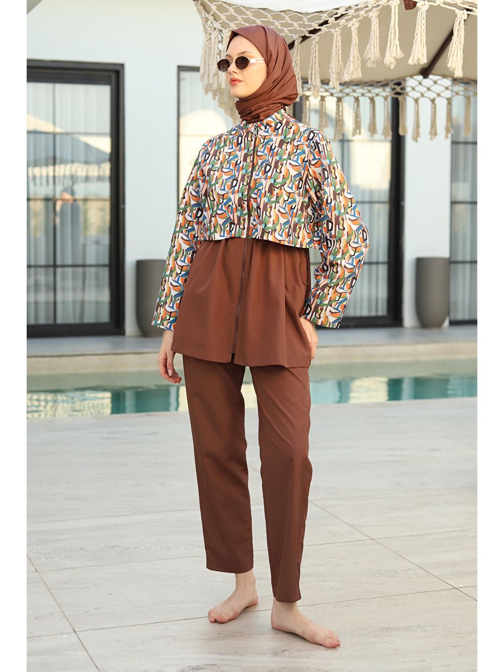 Karışık Desenli Kısa Yüzme Takımı Fractal Desen-3