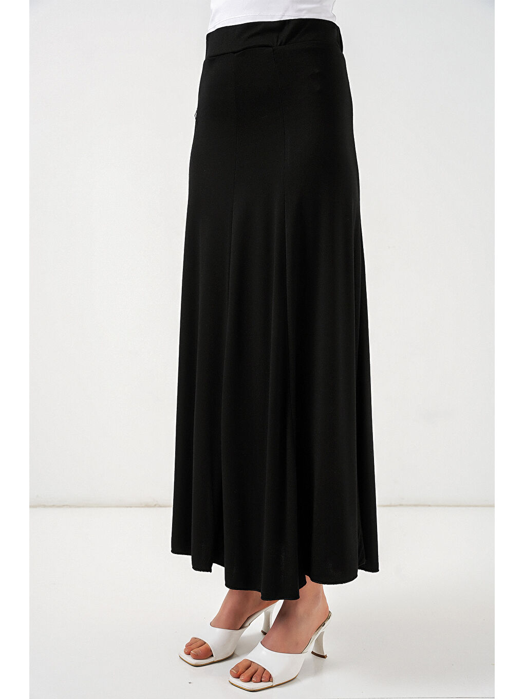 Kadın Örme Uzun Etek 8073 - Siyah-1