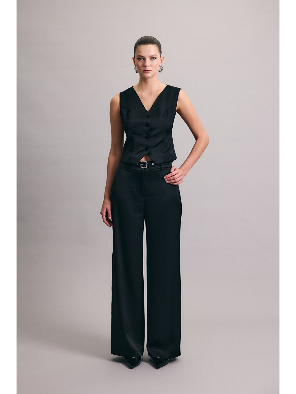 Klasik Düz Yelek - Siyah-5