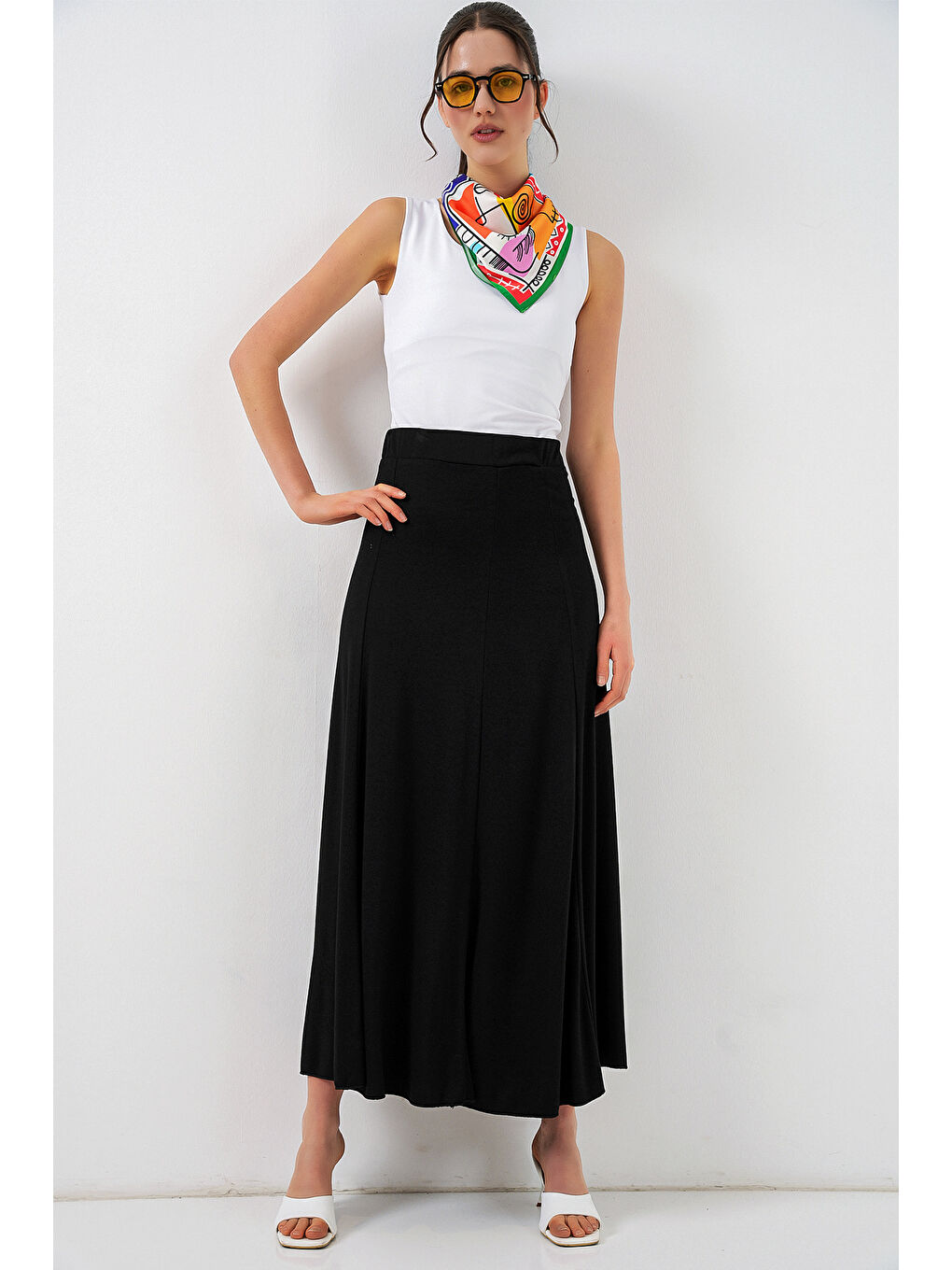 Kadın Örme Uzun Etek 8073 - Siyah-2