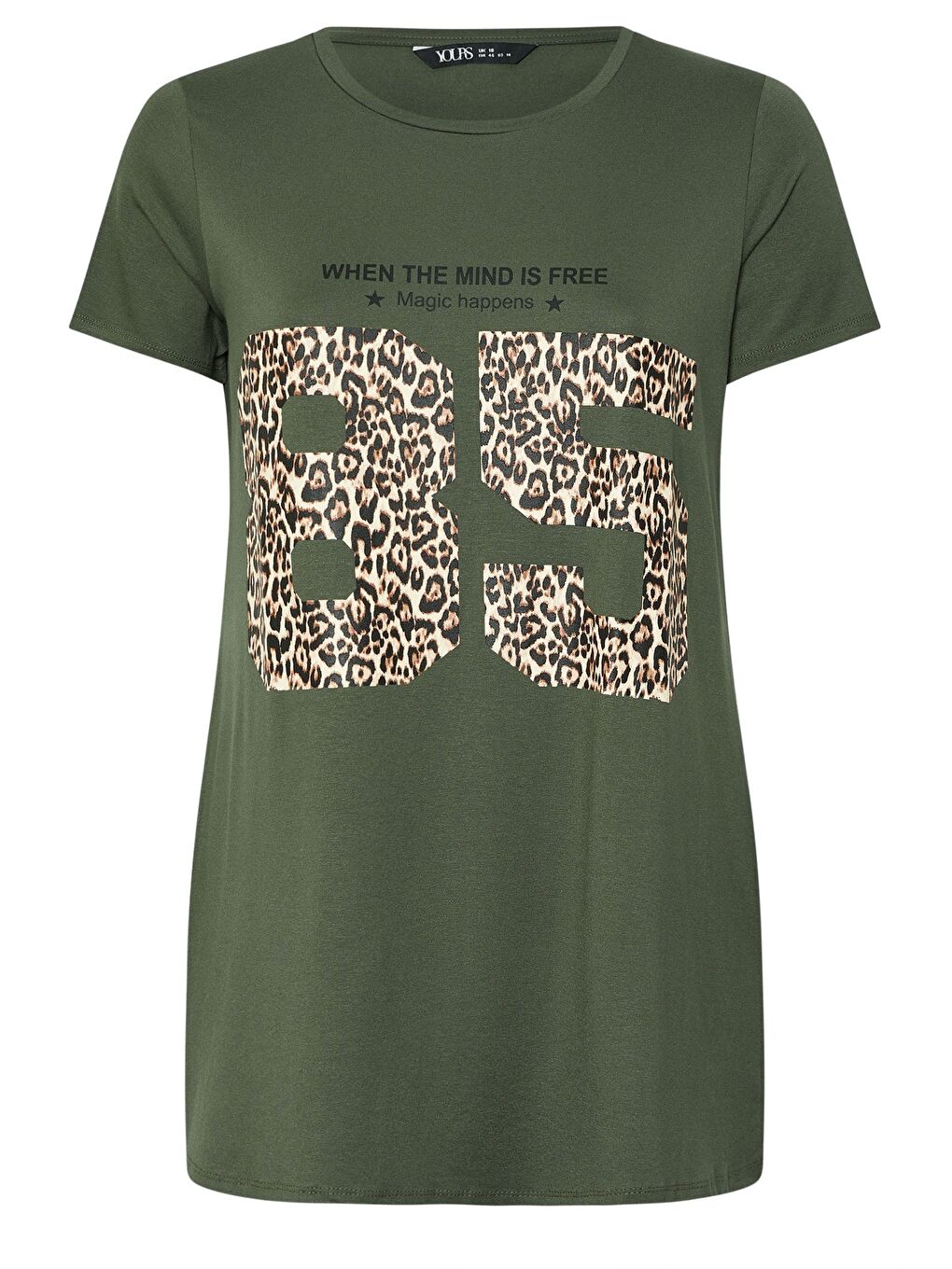 Yeşil Büyük Beden Bisiklet Yaka Kısa Kollu Baskılı T-shirt 304172-5