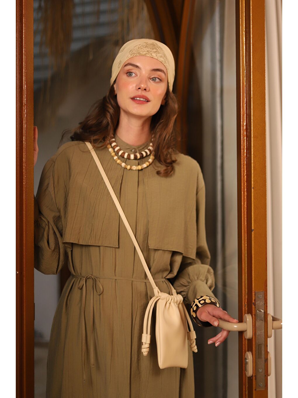 Yeşil Rüzgarlıklı Elbise Mat Adaçayı