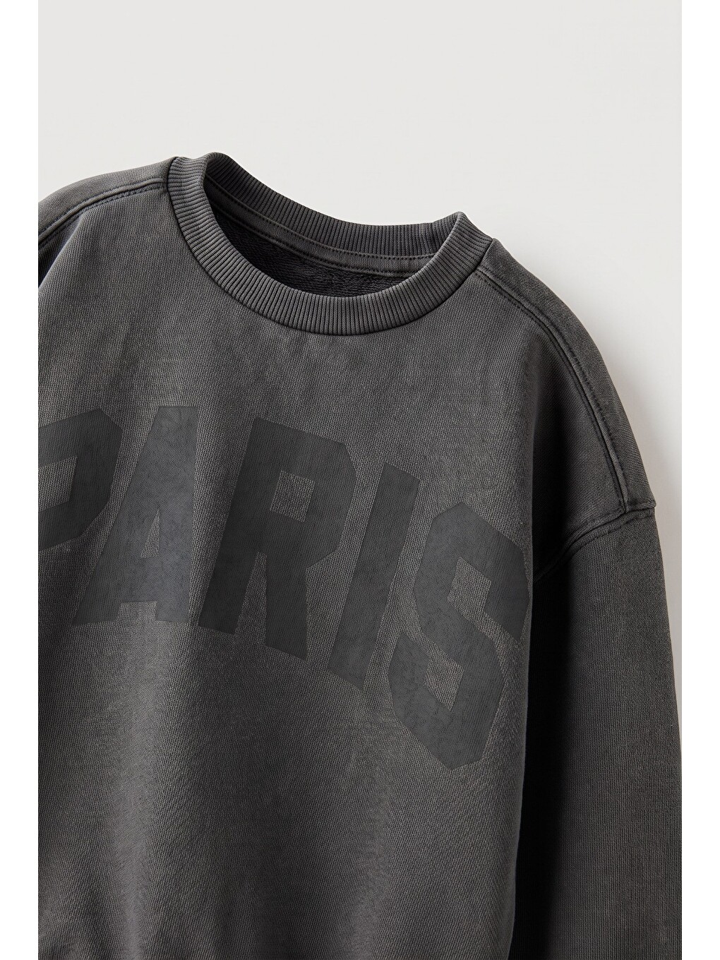 Antrasit Çocuk Paris Yazı Baskılı Sweatshirt Ve Eşofman Altı Takımı-3