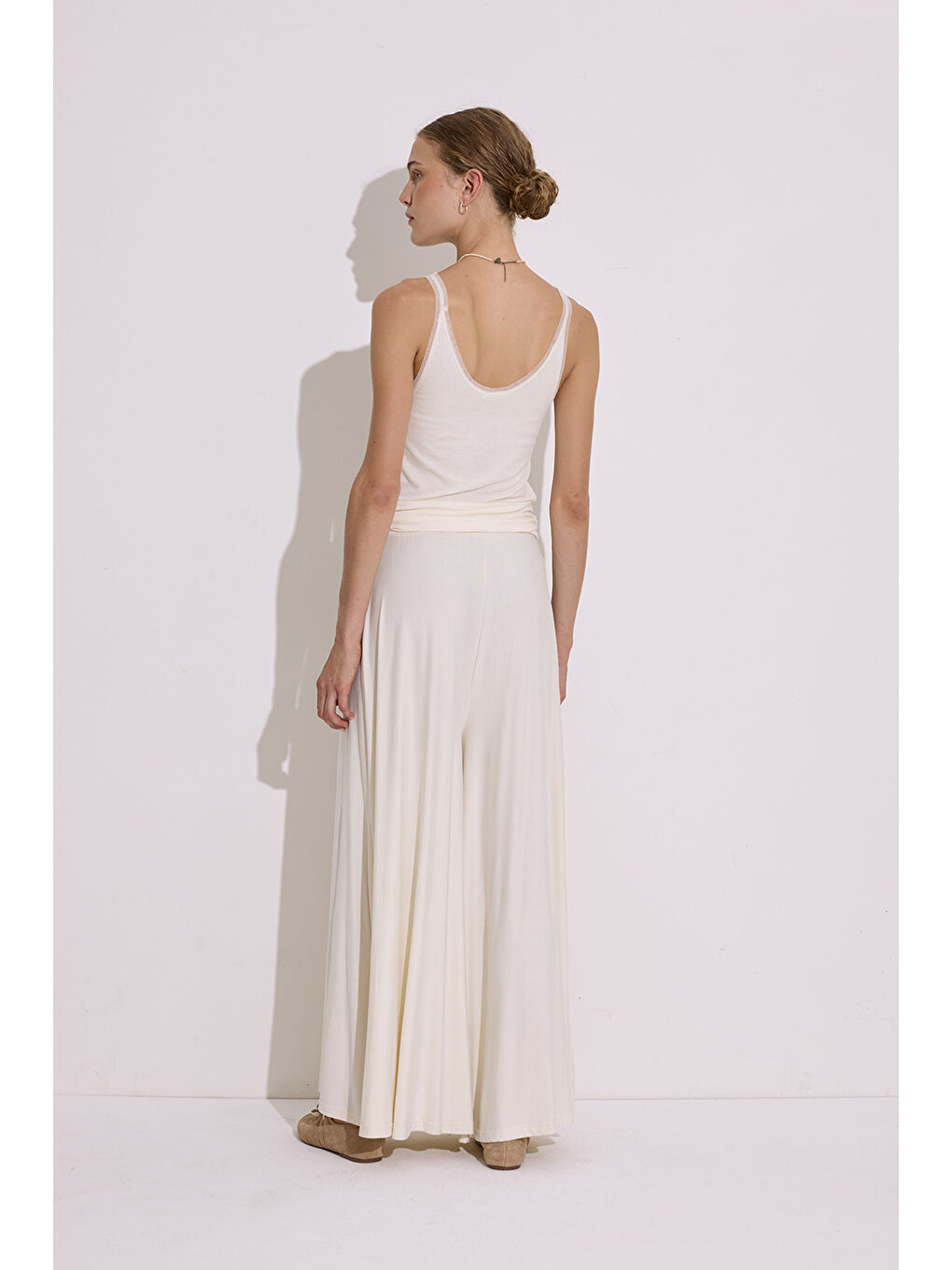 Ekru Dökümlü Rahat Pantolon İnci-3