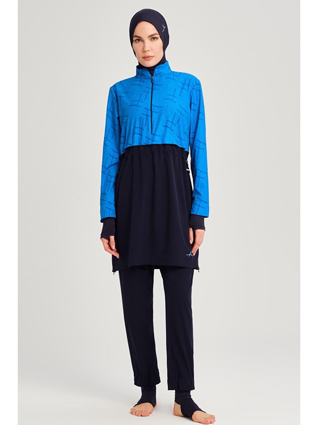 Esila Monogram Desenli Lacivert Tam Tesettür Mayo Üstü 2934-2