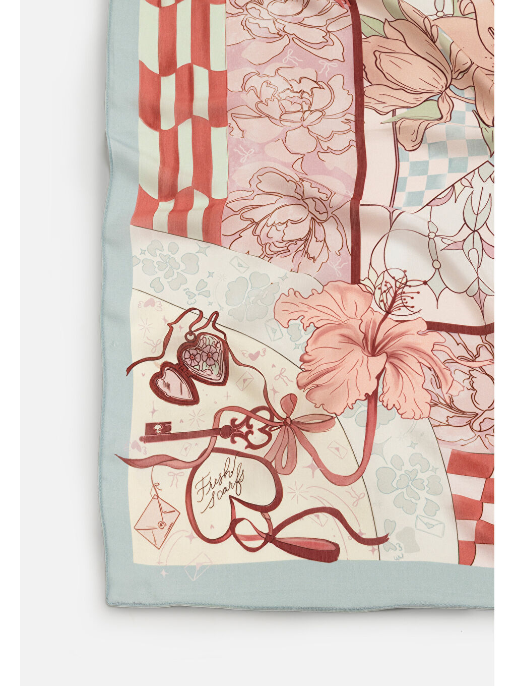 Mavi TALES OF LOVE DESEN FLOŞ VİSKON EŞARP BLUSH-2