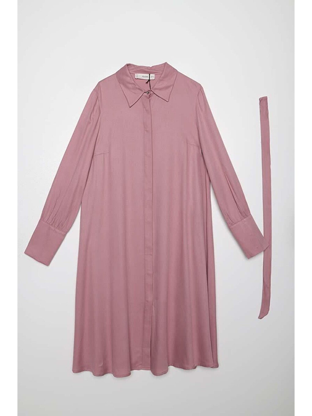 Pembe Açık Gül-geniş Manşetli Kemerli Tunik-5