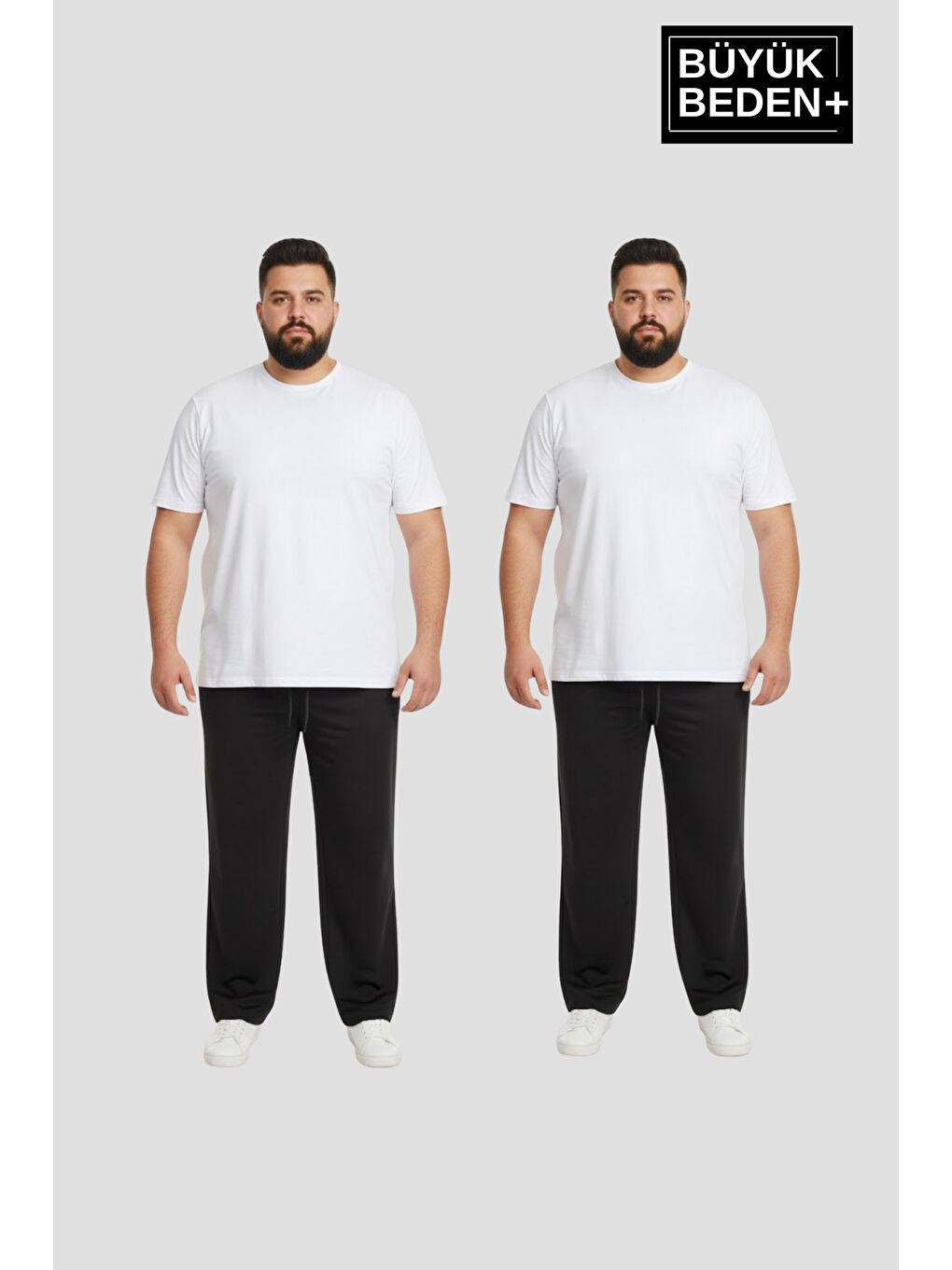 Siyah Erkek Büyük Beden Paça Reçme İnce Eşofman Altı 2’li Set – Rahat Kalıp SPR26BEA952+2