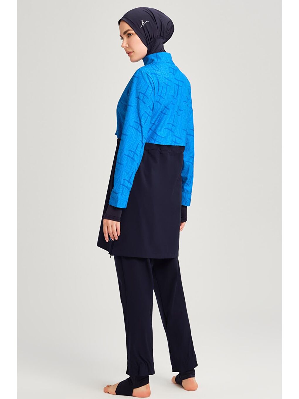 Esila Monogram Desenli Lacivert Tam Tesettür Mayo Üstü 2934-3