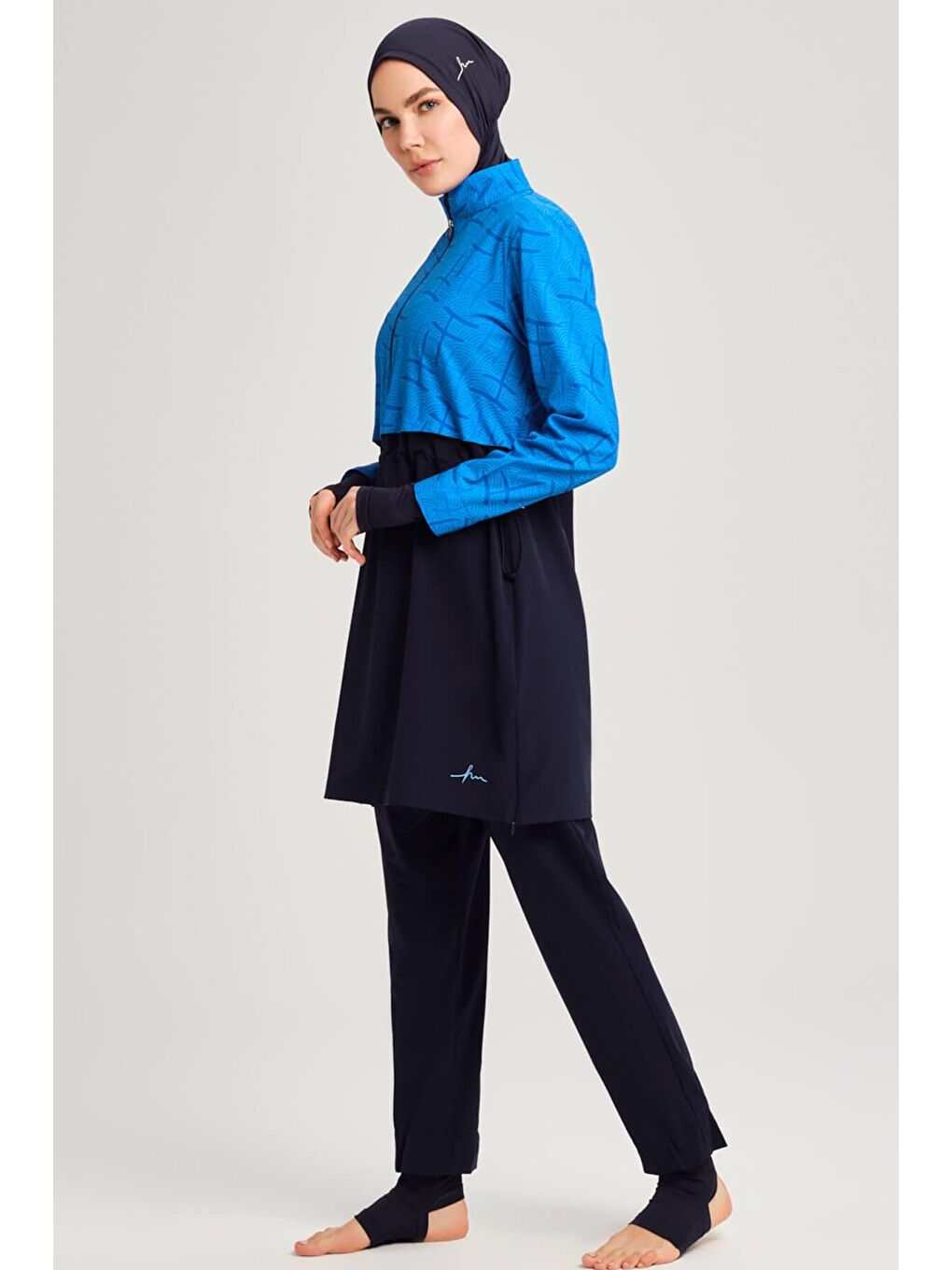 Esila Monogram Desenli Lacivert Tam Tesettür Mayo Üstü 2934-4