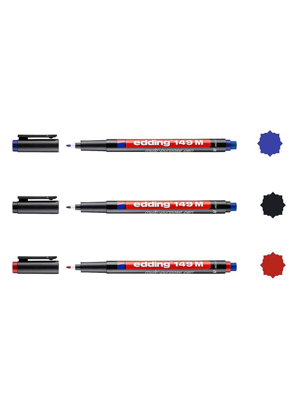 149 M Permanent Silgili Asetat Kalemi 1.0 mm 3 Renk Set