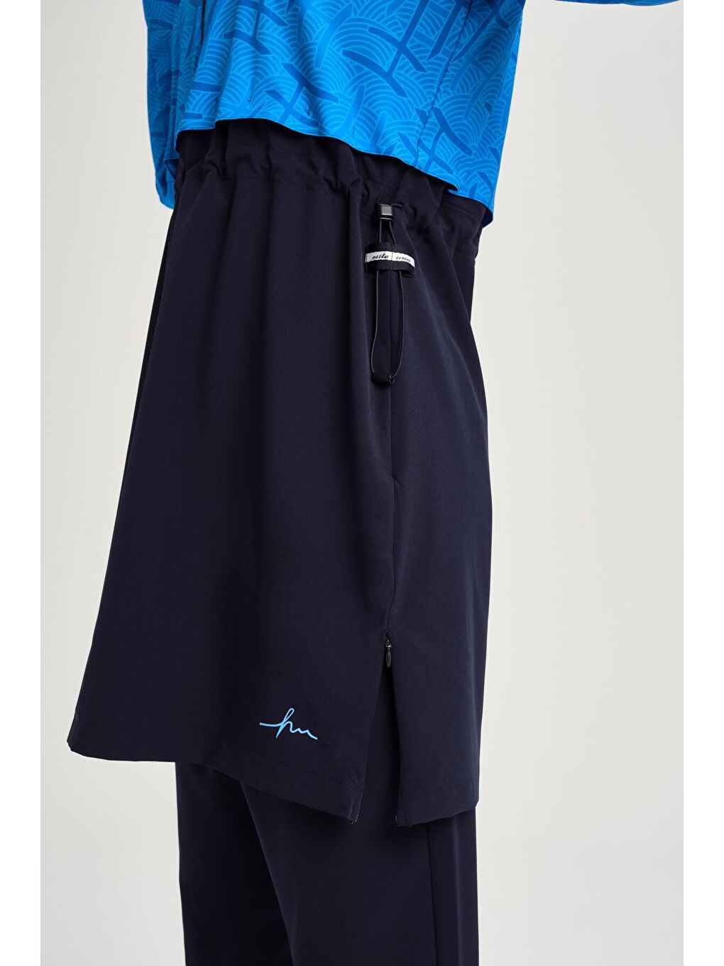 Esila Monogram Desenli Lacivert Tam Tesettür Mayo Üstü 2934-6