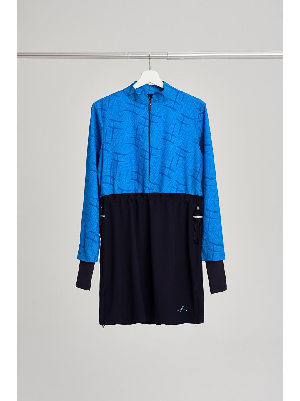 Esila Monogram Desenli Lacivert Tam Tesettür Mayo Üstü 2934-8