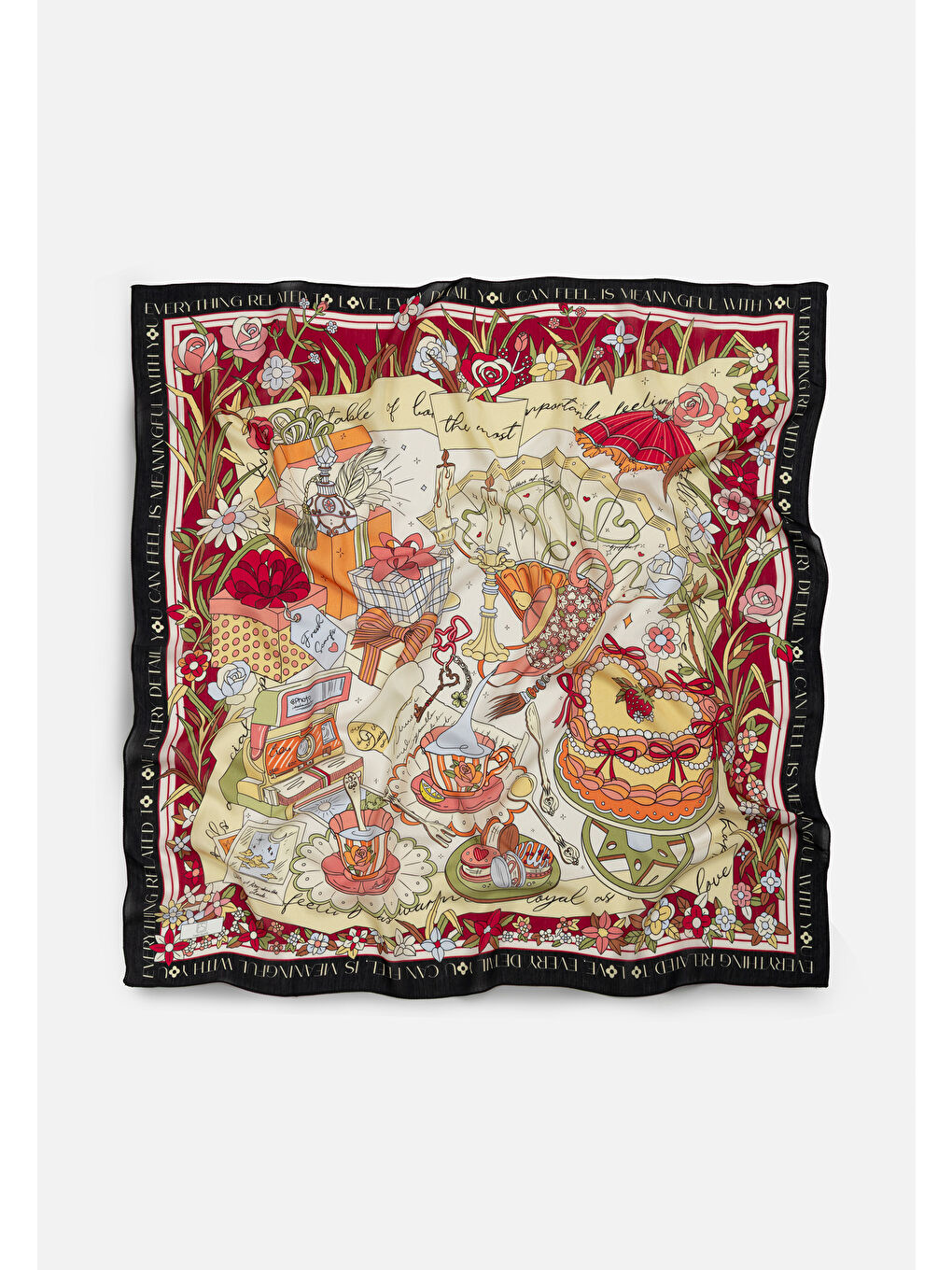 Siyah A CINDIRELLA'S DREAM DESEN FLOŞ VİSKON EŞARP BLACK SWAN