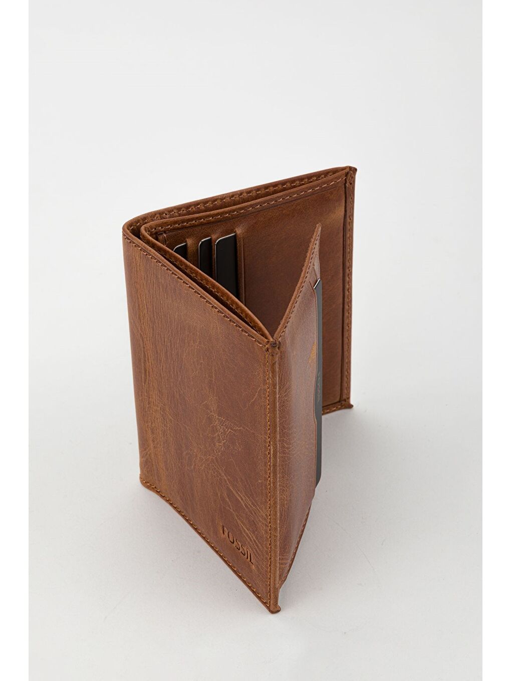 Mor Kutulu Hakiki Deri Gri Crazy Dikey Küçük Boy Erkek El Portföyü Cüzdan-1