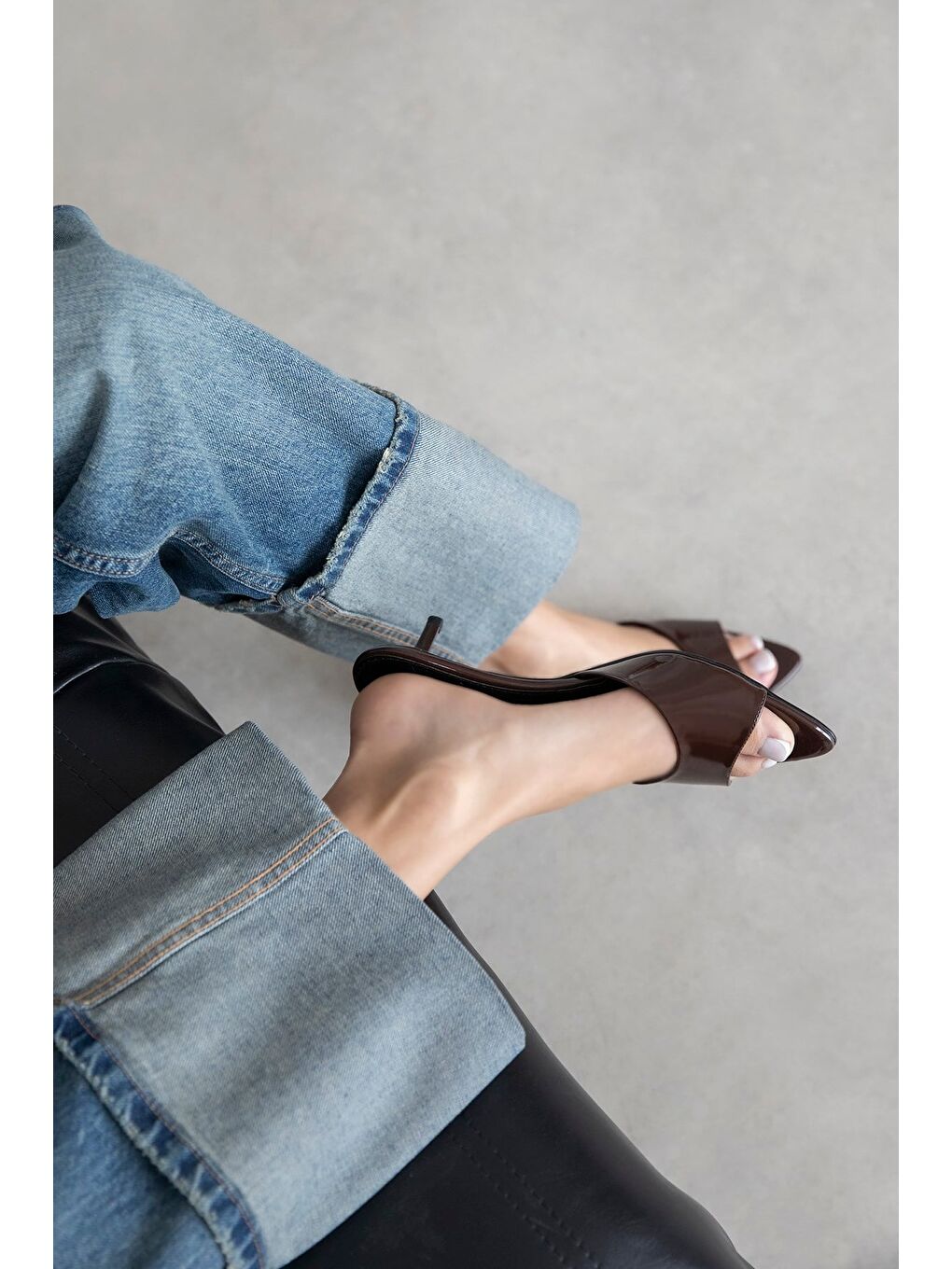 Kahverengi Randall Kadın Topuklu Rugan Sandalet Kahve-1