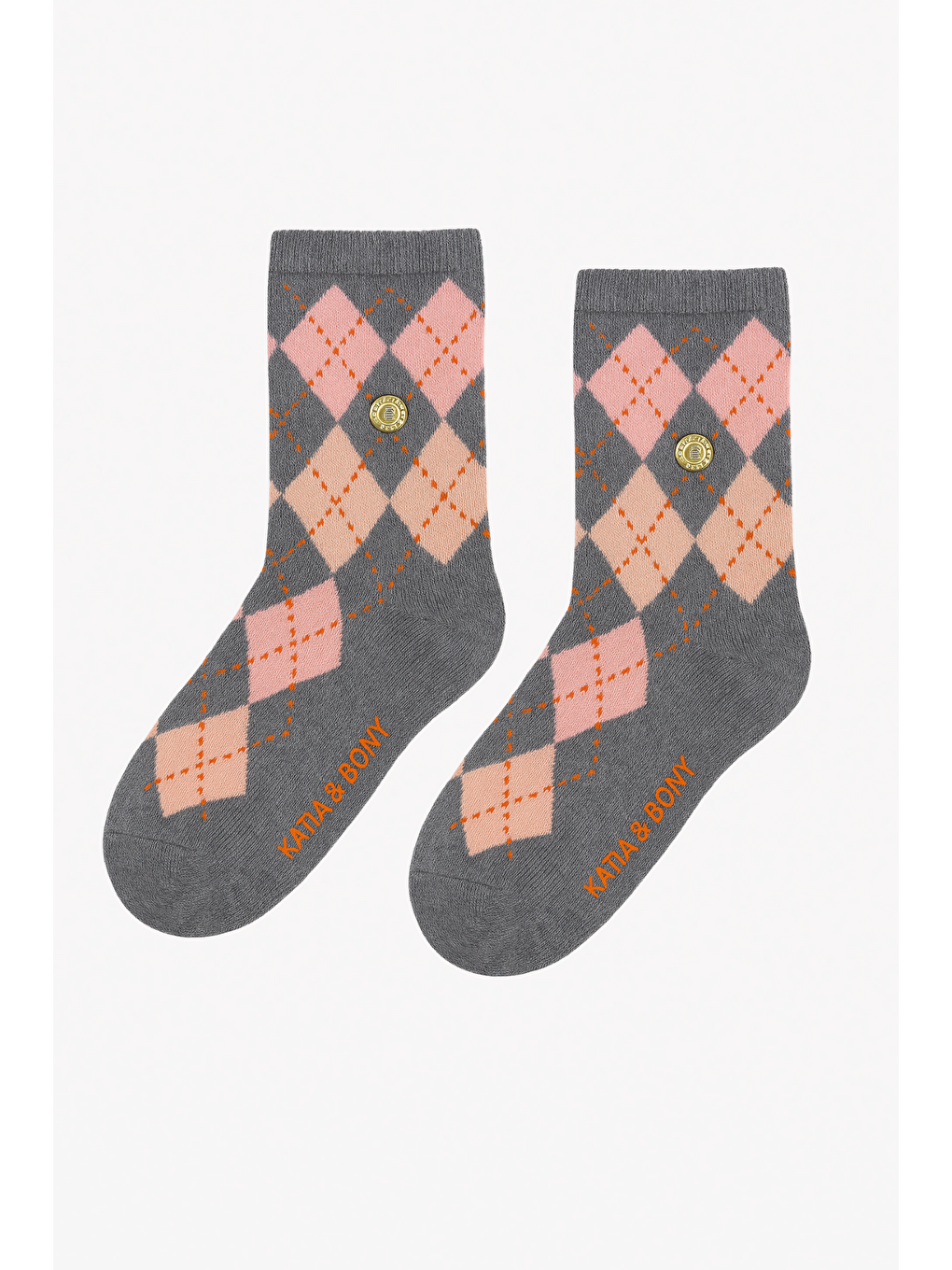 Kız Çocuk Ekose Desenli 2'Li Kutulu Soket Çorap Gri/Beyaz-1