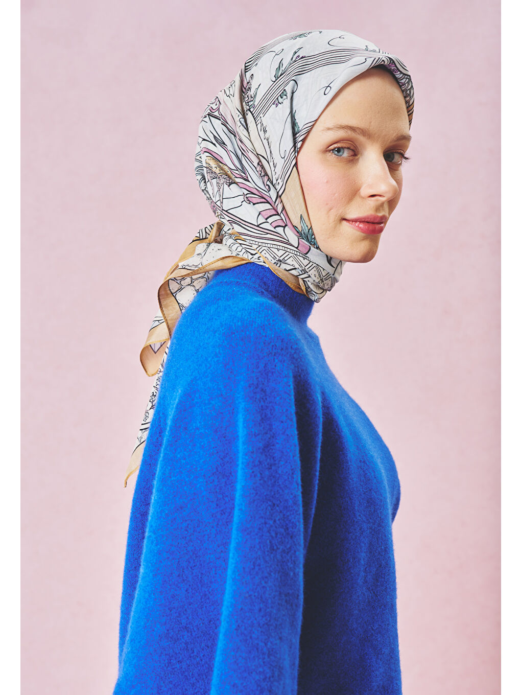 Beyaz PRECIOUS PARADISE DESEN FLOŞ VİSKON EŞARP PASTEL DREAM