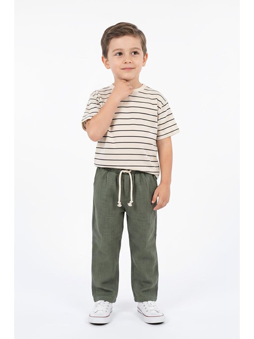 Haki Müslin Pantolon Süprem Tişört 2li Takım-3