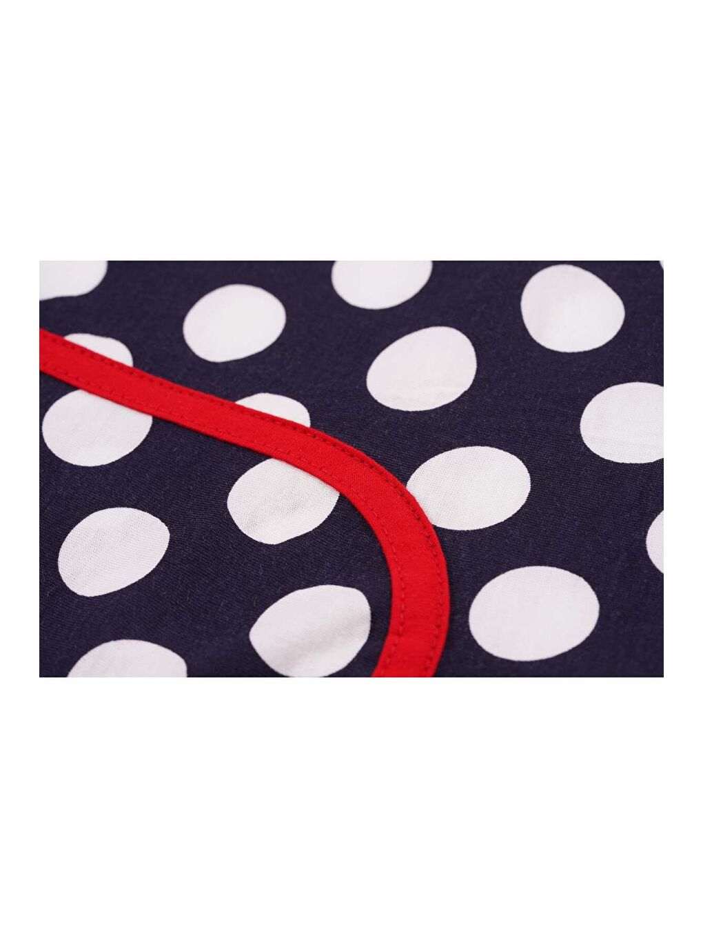 Kadın Puantiyeli Lacivert Biye Detaylı Cepli Pamuklu Elbise-2