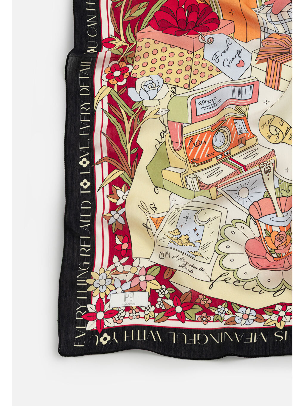 Siyah A CINDIRELLA'S DREAM DESEN FLOŞ VİSKON EŞARP BLACK SWAN-2