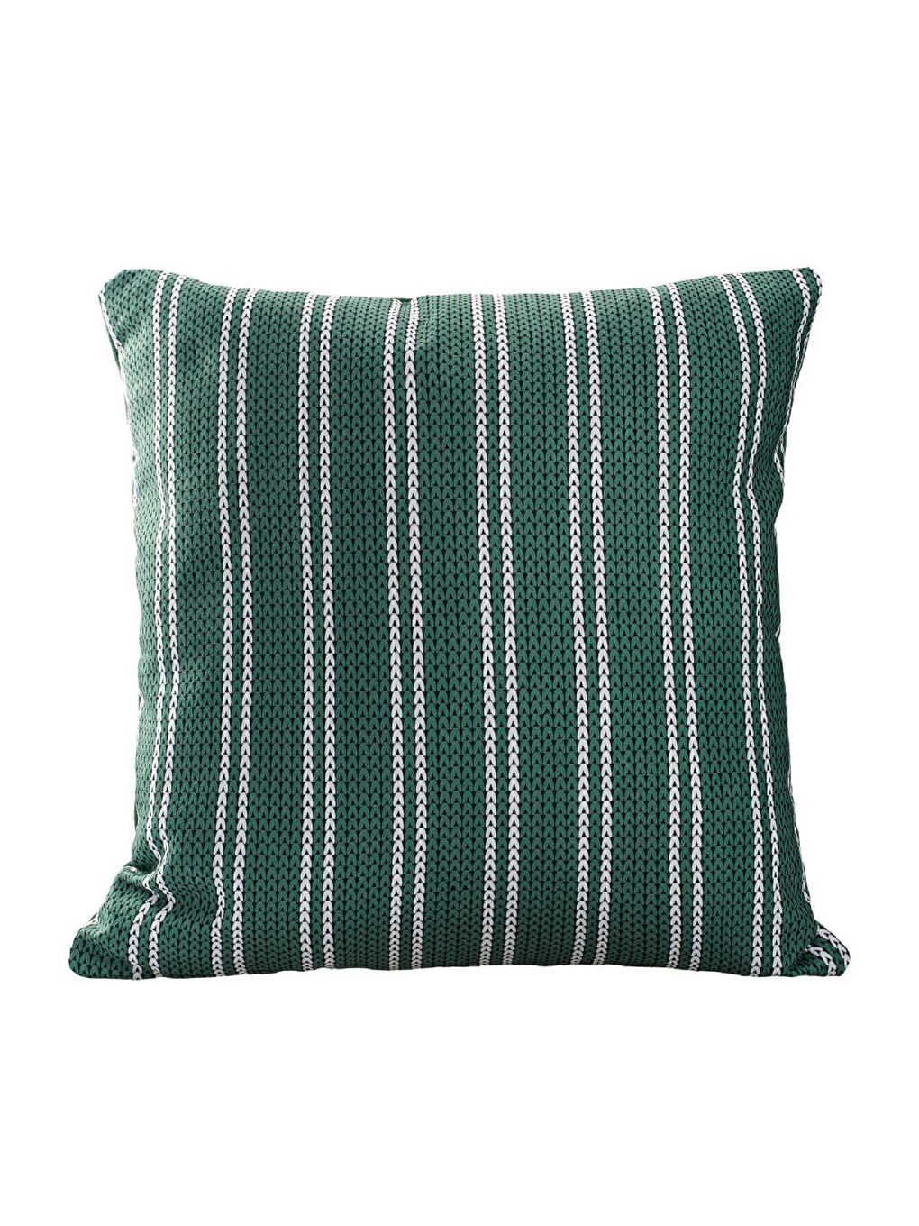 Mor Yılbaşı Temalı Çubuk Çizgi Örgü Baskılı Kırlent Kılıfı - Yeşil 43x43-1