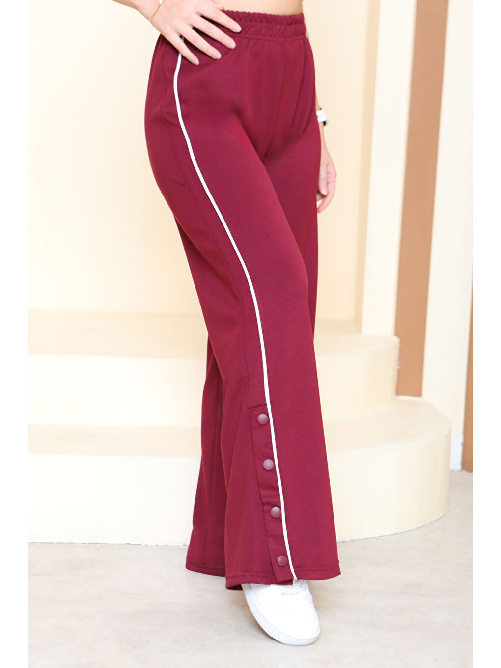 Şetit Ve Çıtcıt Detaylı Modal Pantolon Bordo - 27872-BORDO-2
