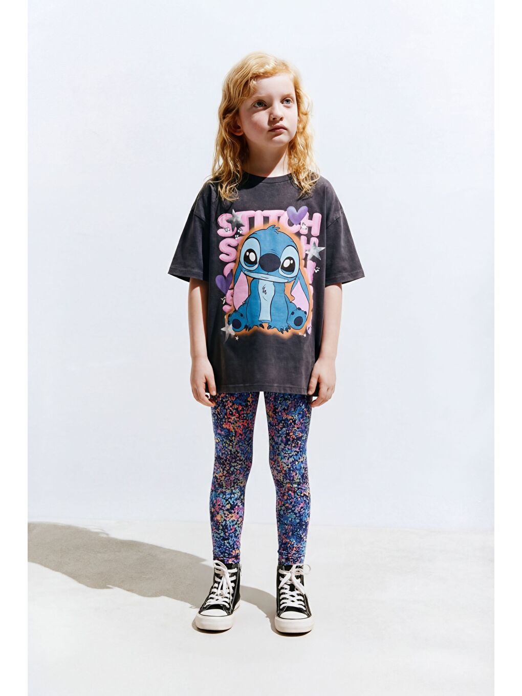 Beyaz Kız Çocuk Pamuklu Antrasit Tişört Tayt Takım