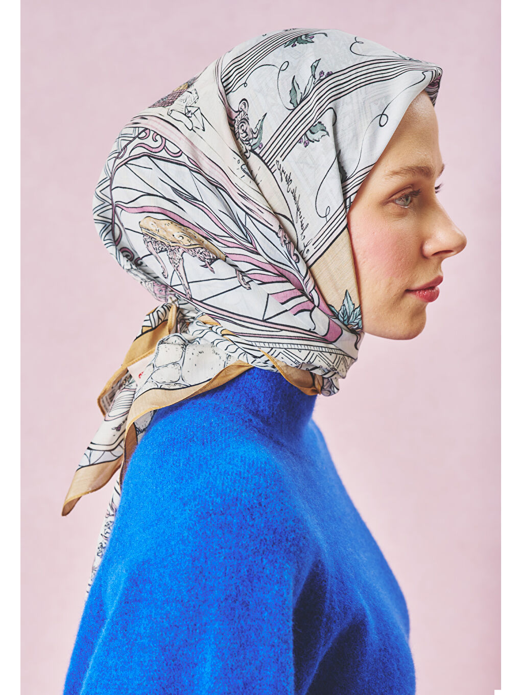 Beyaz PRECIOUS PARADISE DESEN FLOŞ VİSKON EŞARP PASTEL DREAM-3