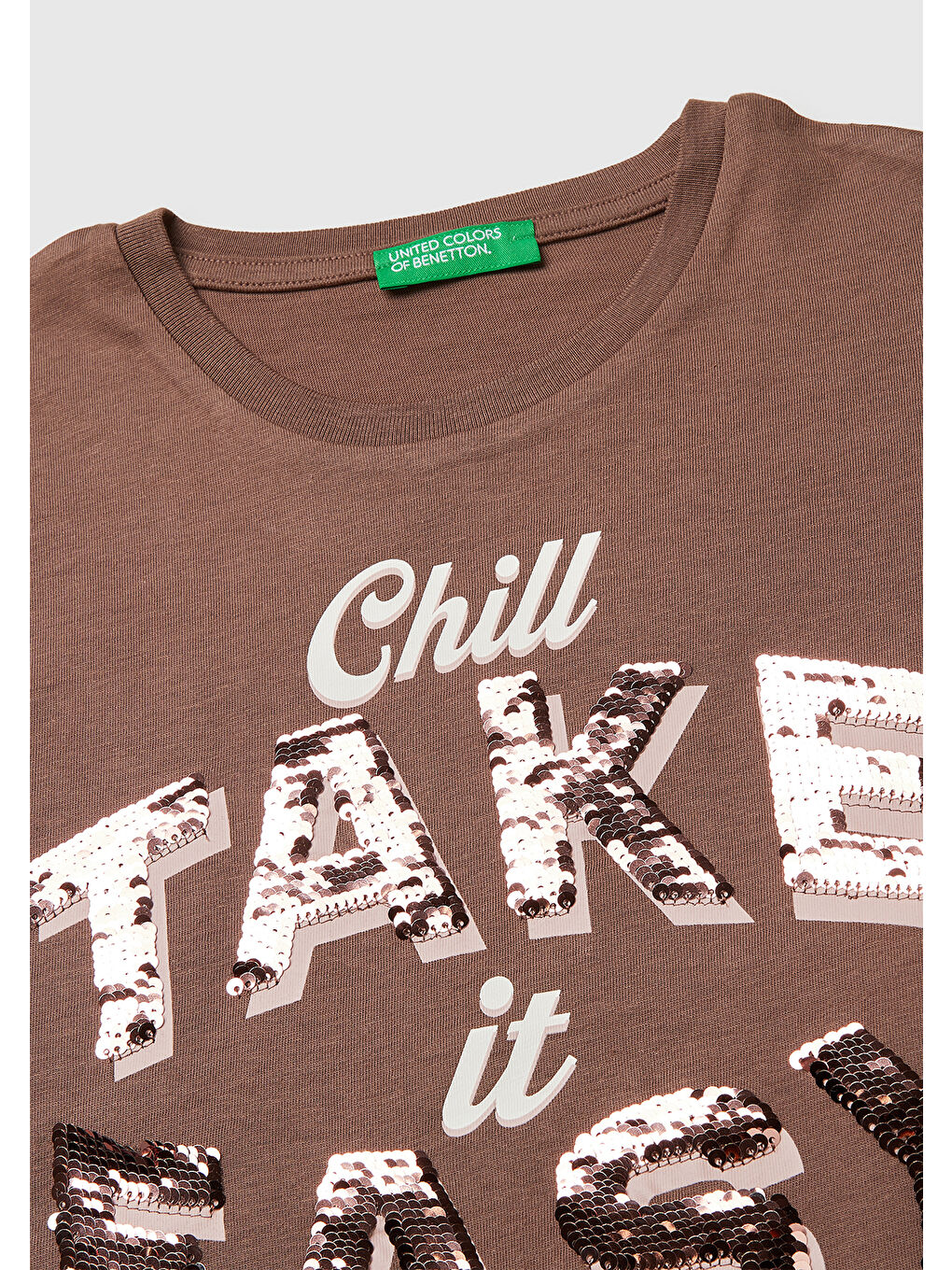 Karışık Kız Çocuk Simli Grafik Baskılı Yuvarlak Yaka Oversize T-Shirt-2