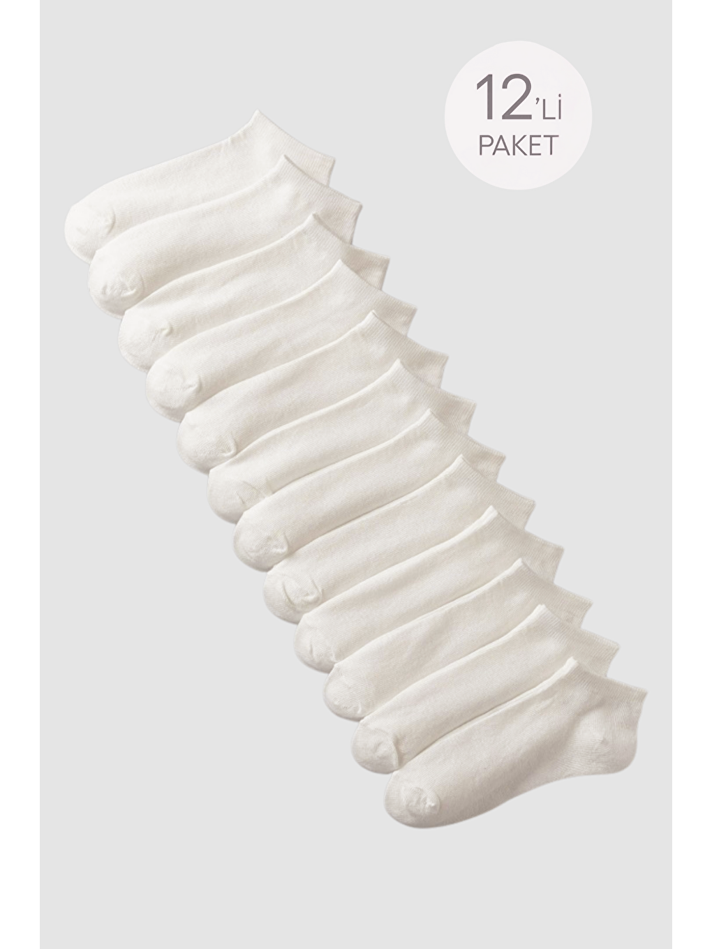 Unisex 12'Li Basic Step Çorap Ekru