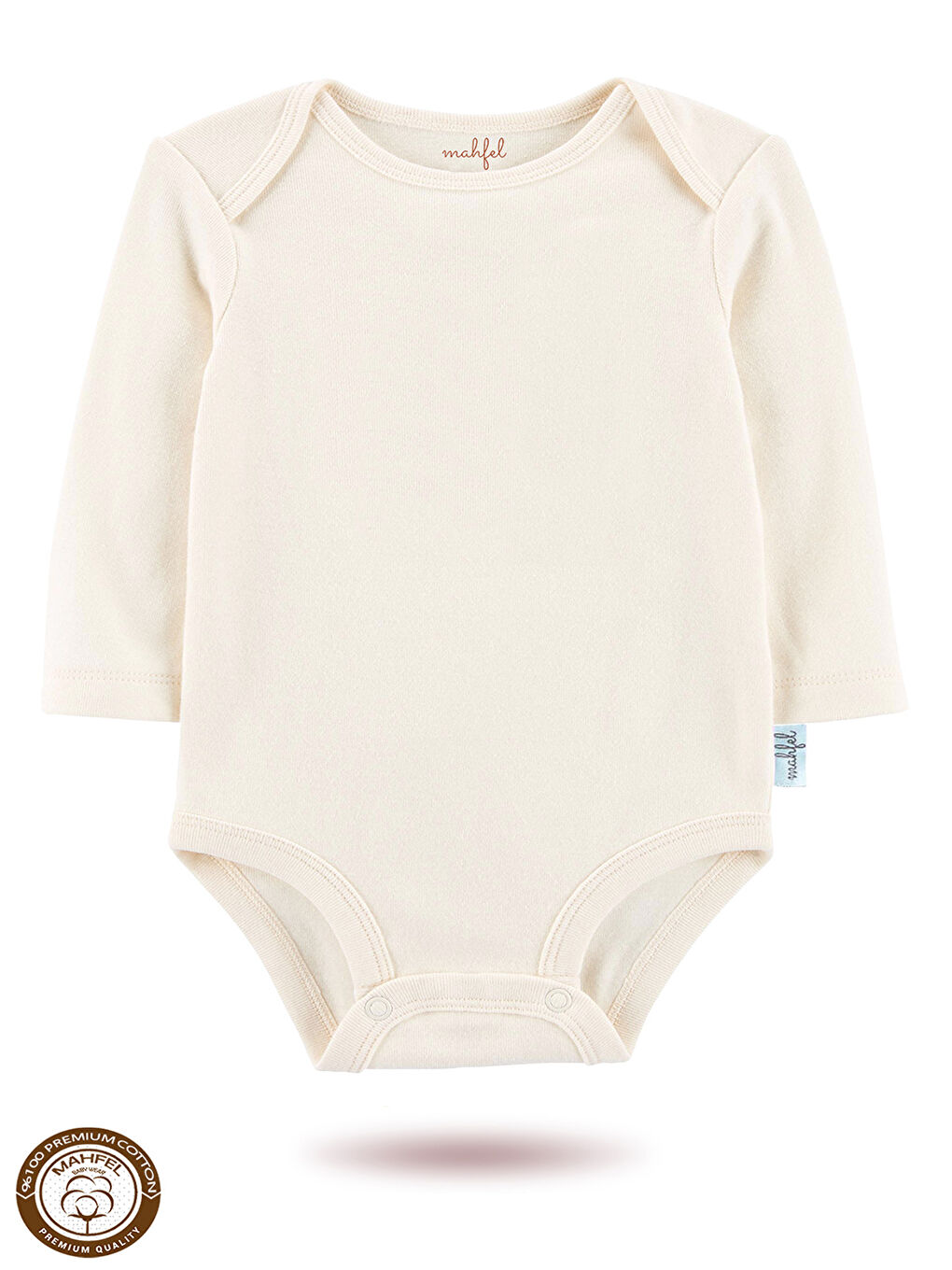 Ekru %100 Pamuklu 3'lü Baskısız Çıtçıtlı Bebek Body Zıbın FS-1