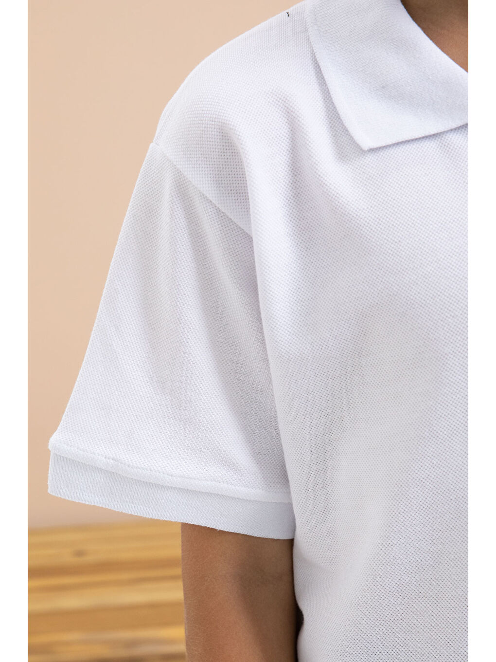 Beyaz Erkek Çocuk Polo Yaka Kısa Kollu Okul Tişörtü 21410-4