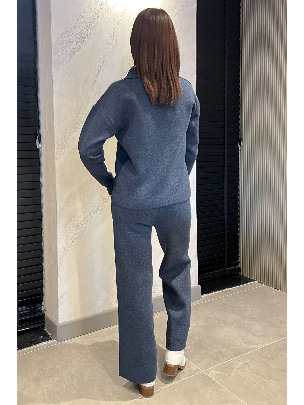 Lacivert Kadın Çift Cepli Triko Hırka Pantolon İkili Takım (s-m-l Beden Uyumludur.)-3