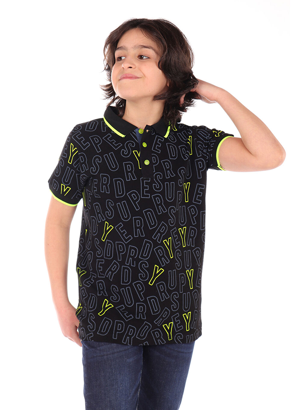 Siyah Erkek Çocuk Komple Baskılı Tişört