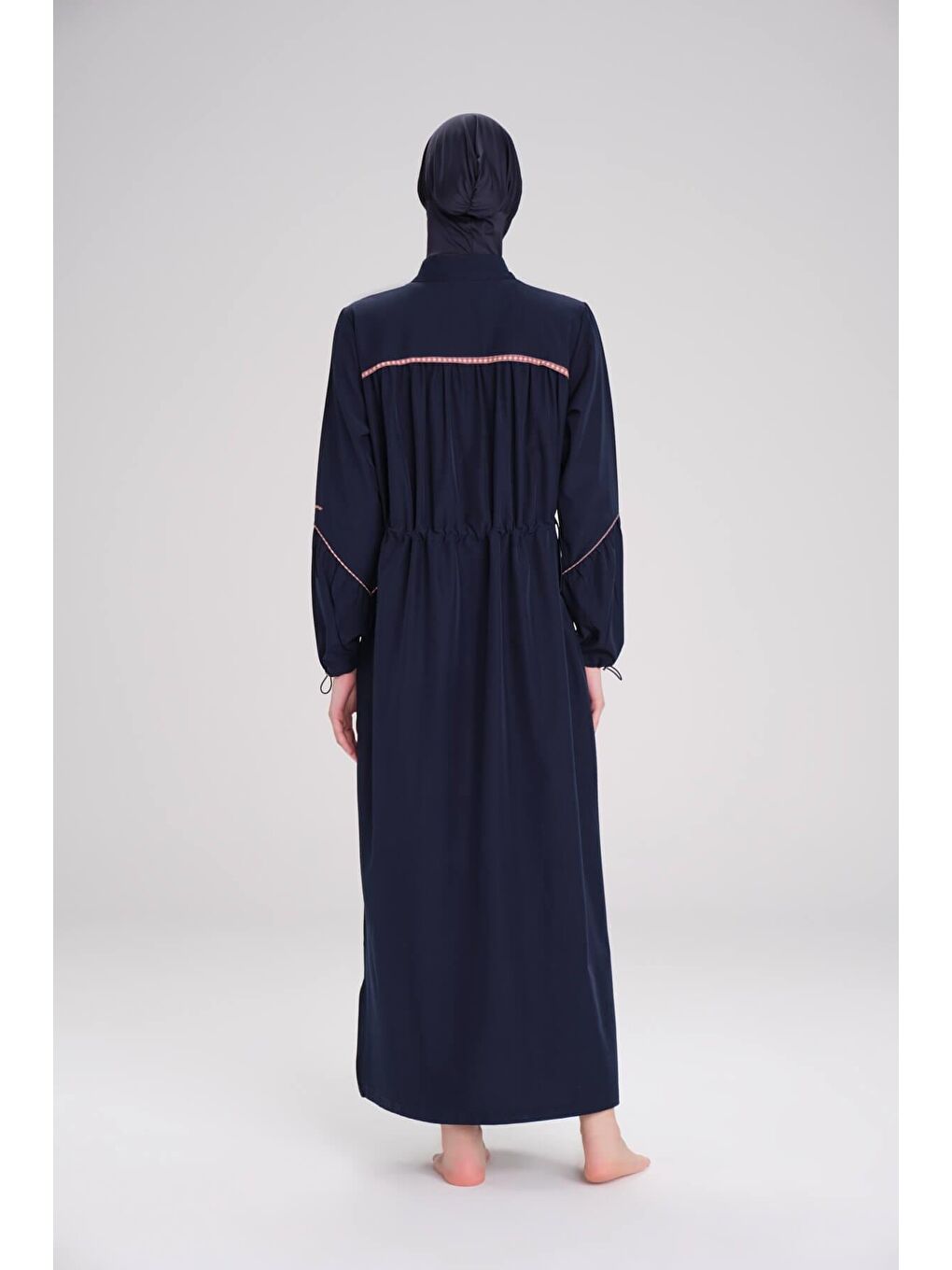 Tam Boy Cepli Jileli Lacivert 5 Parça Tam Tesettür Mayo Takımı 4052-3