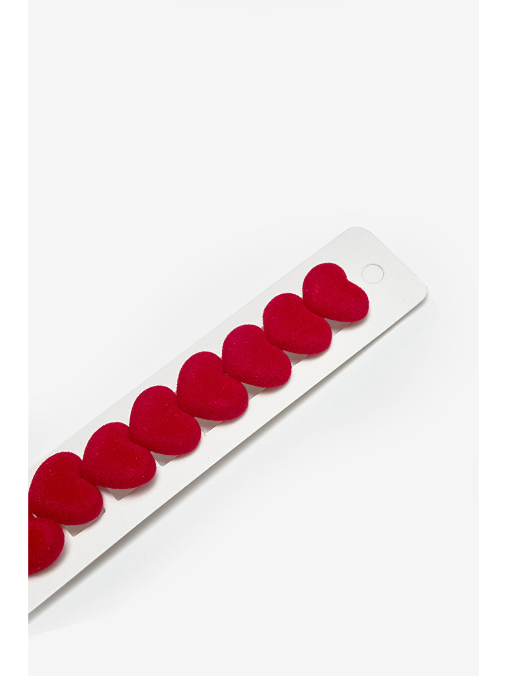 Kırmızı  Kadife Kalp Figürlü 10'lu Kız Çocuk Saç Küpesi-1