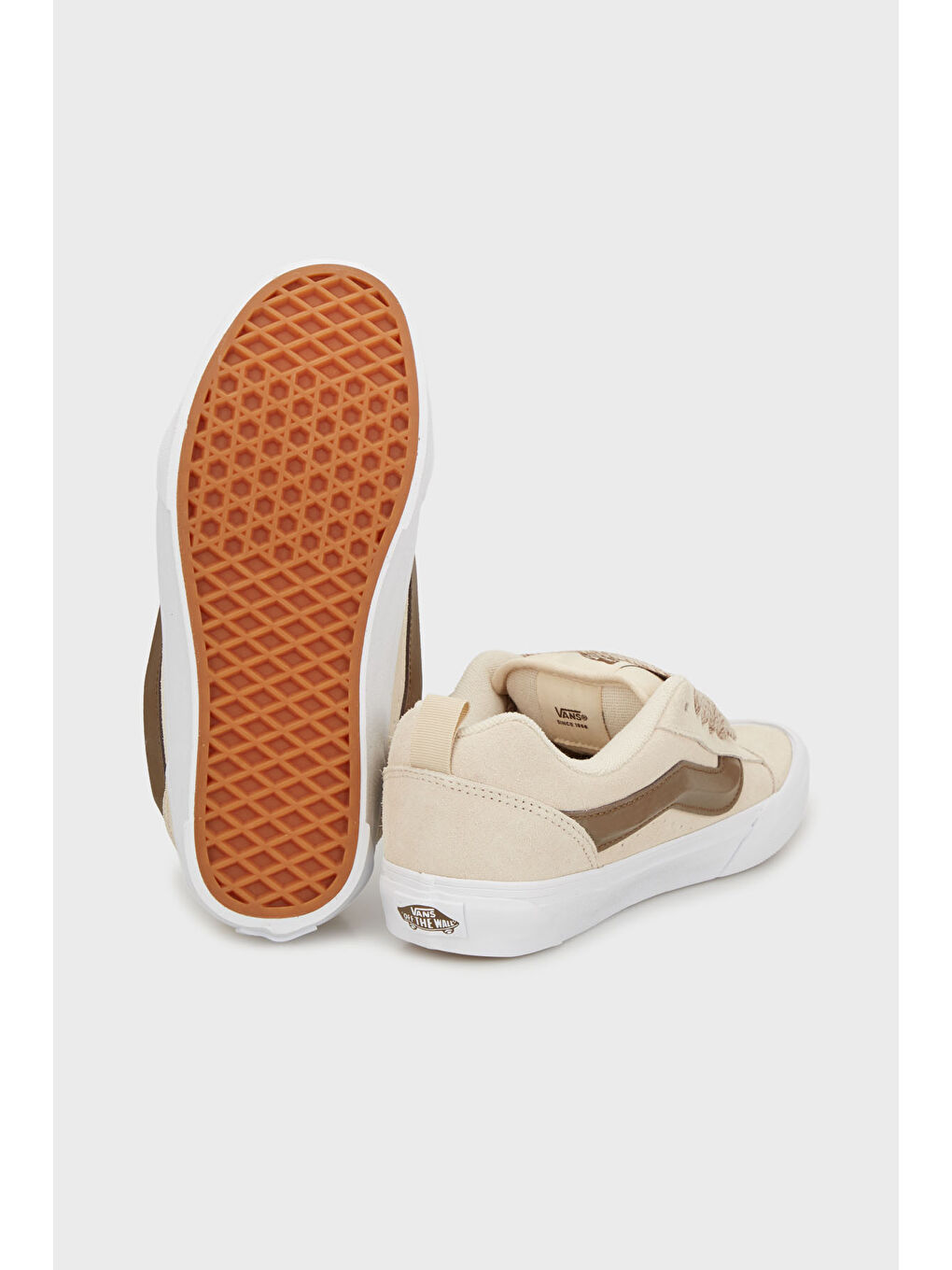 Bej Knu Skool Logolu Süet ve Deri Karışımlı Sneaker Ayakkabı VN000D6ZCHW1-3