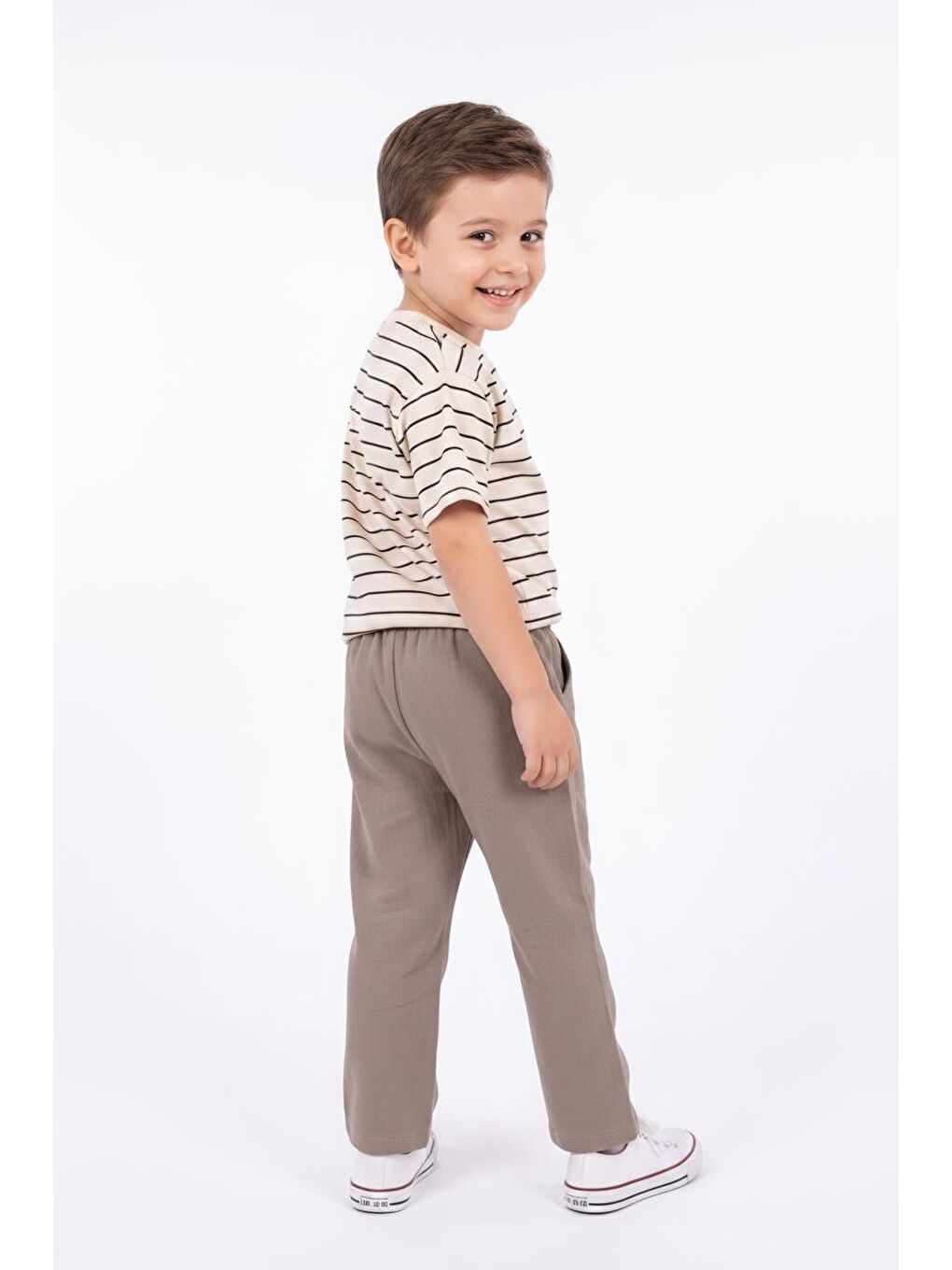 Bej Müslin Pantolon Süprem Tişört 2li Takım-2