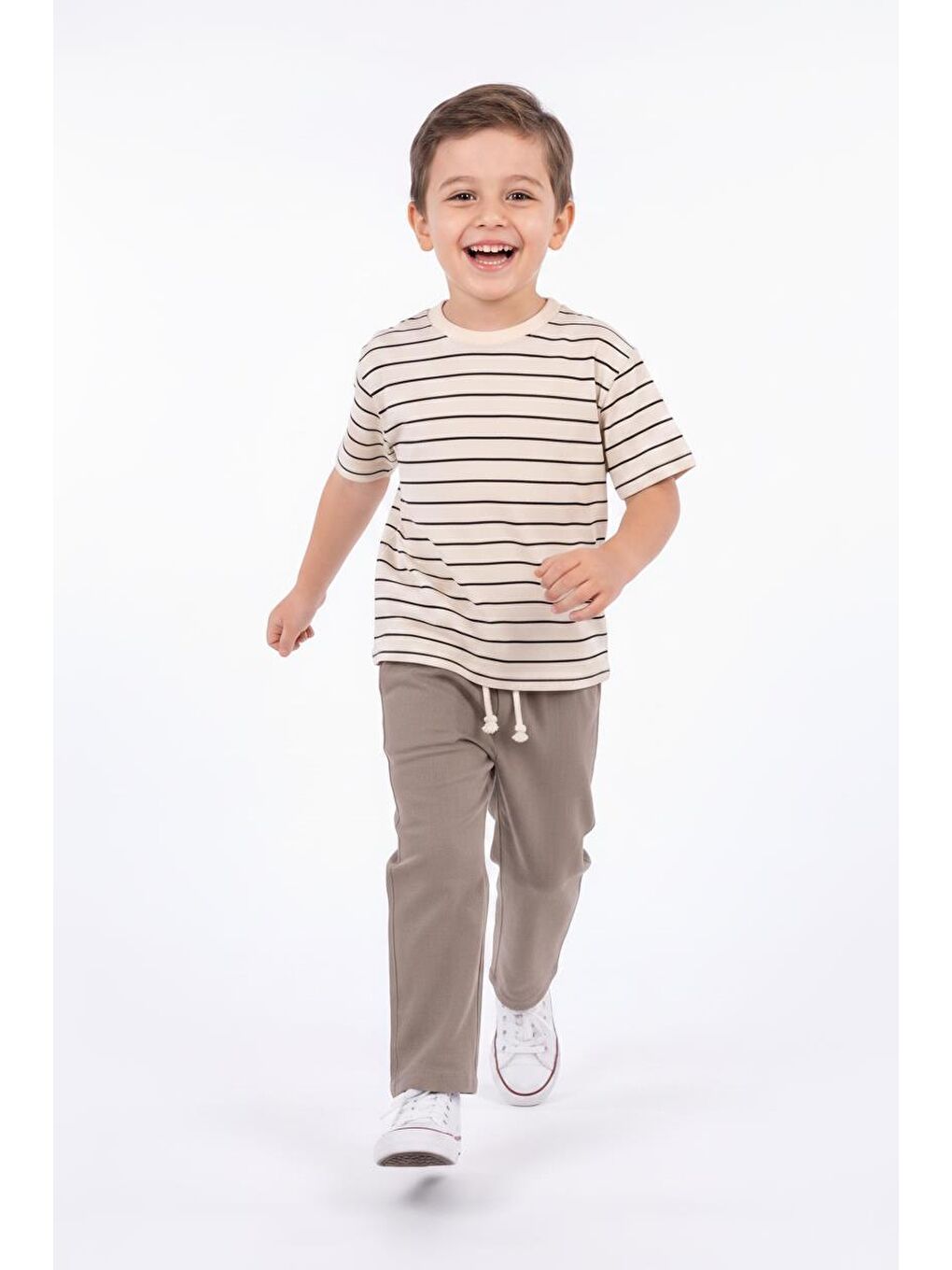 Bej Müslin Pantolon Süprem Tişört 2li Takım-3