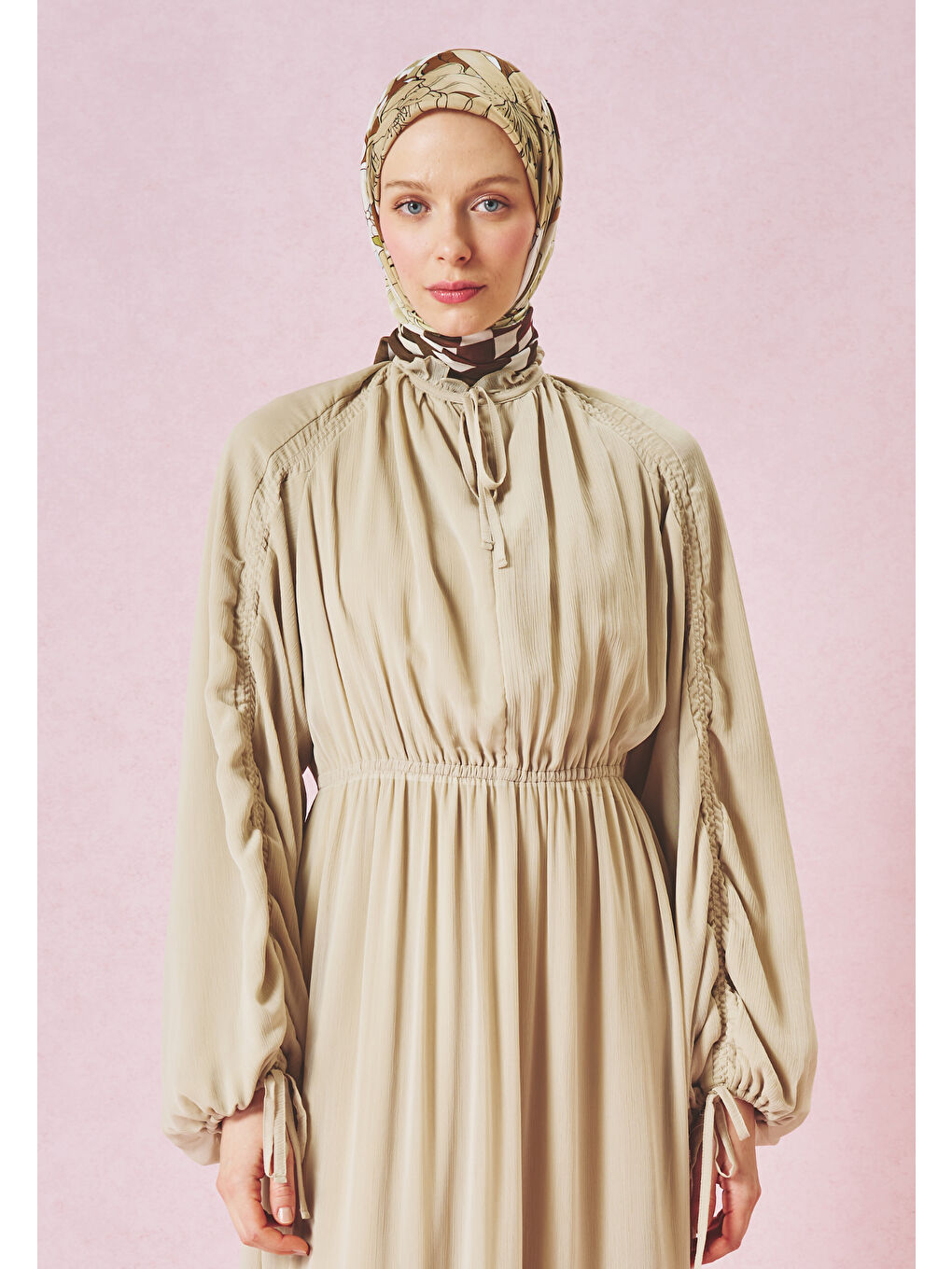 Kahverengi TALES OF LOVE DESEN FLOŞ VİSKON EŞARP VINTAGE BROWN-3