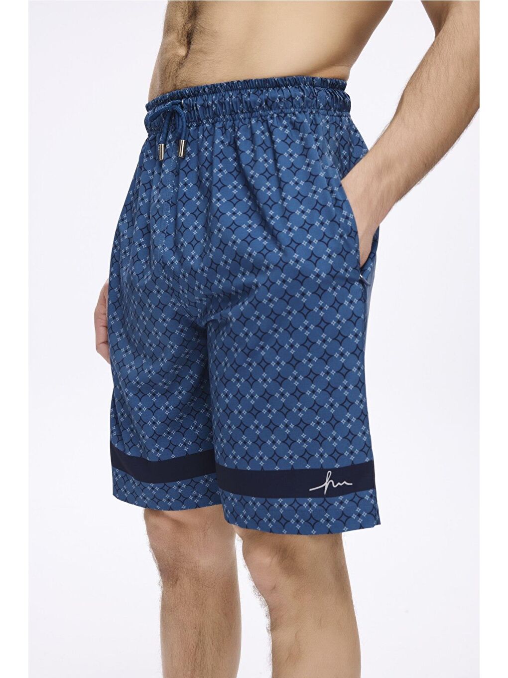 İndigo Yıldız Desenli Lacivert Erkek Kısa Havuz Ve Deniz Şortu 5065-2