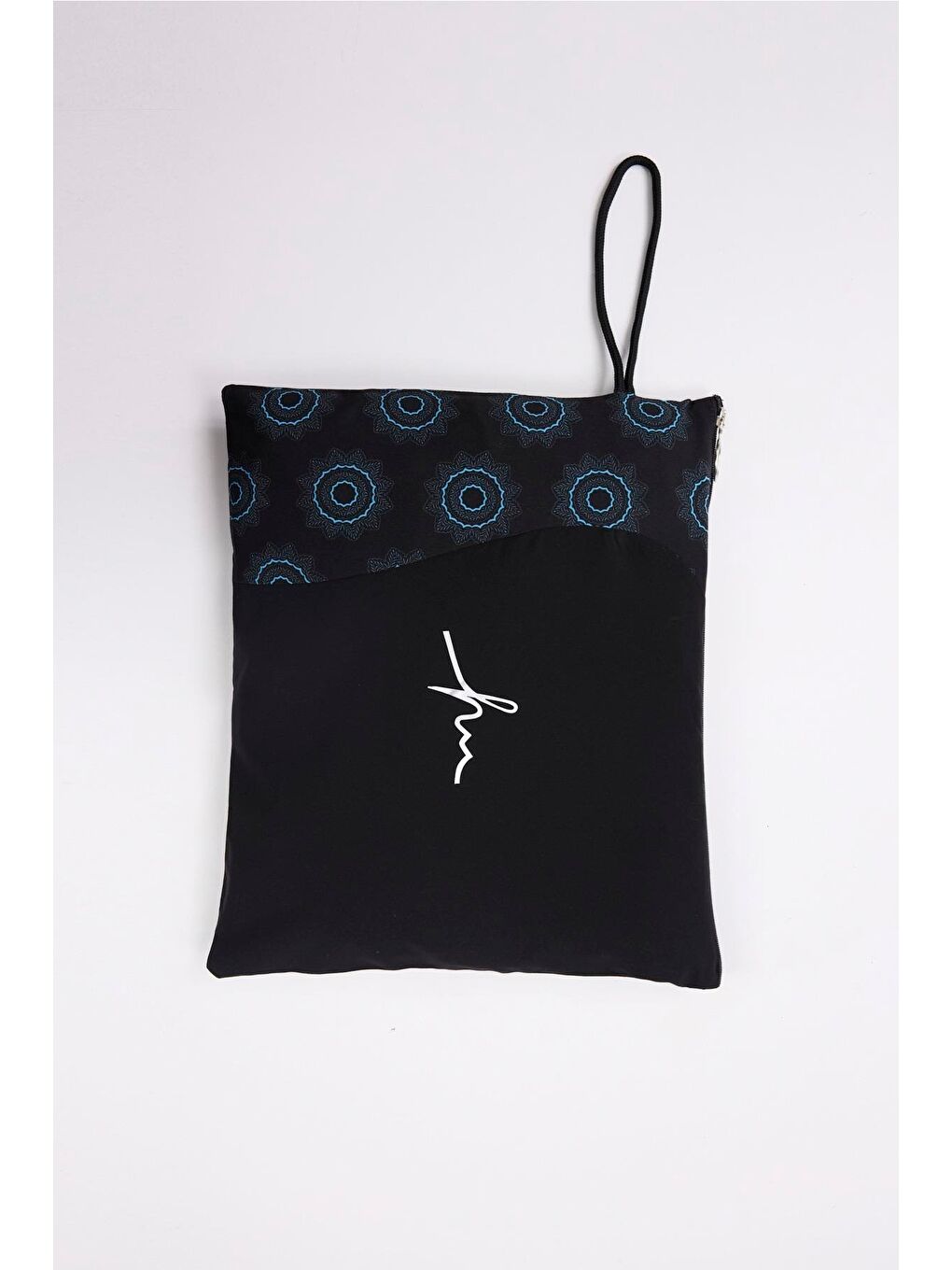 Anadolu Koleksiyonu Desenli Siyah Esnek Dokuma 6 Parça Tam Tesettür Mayo Takımı 5023-7