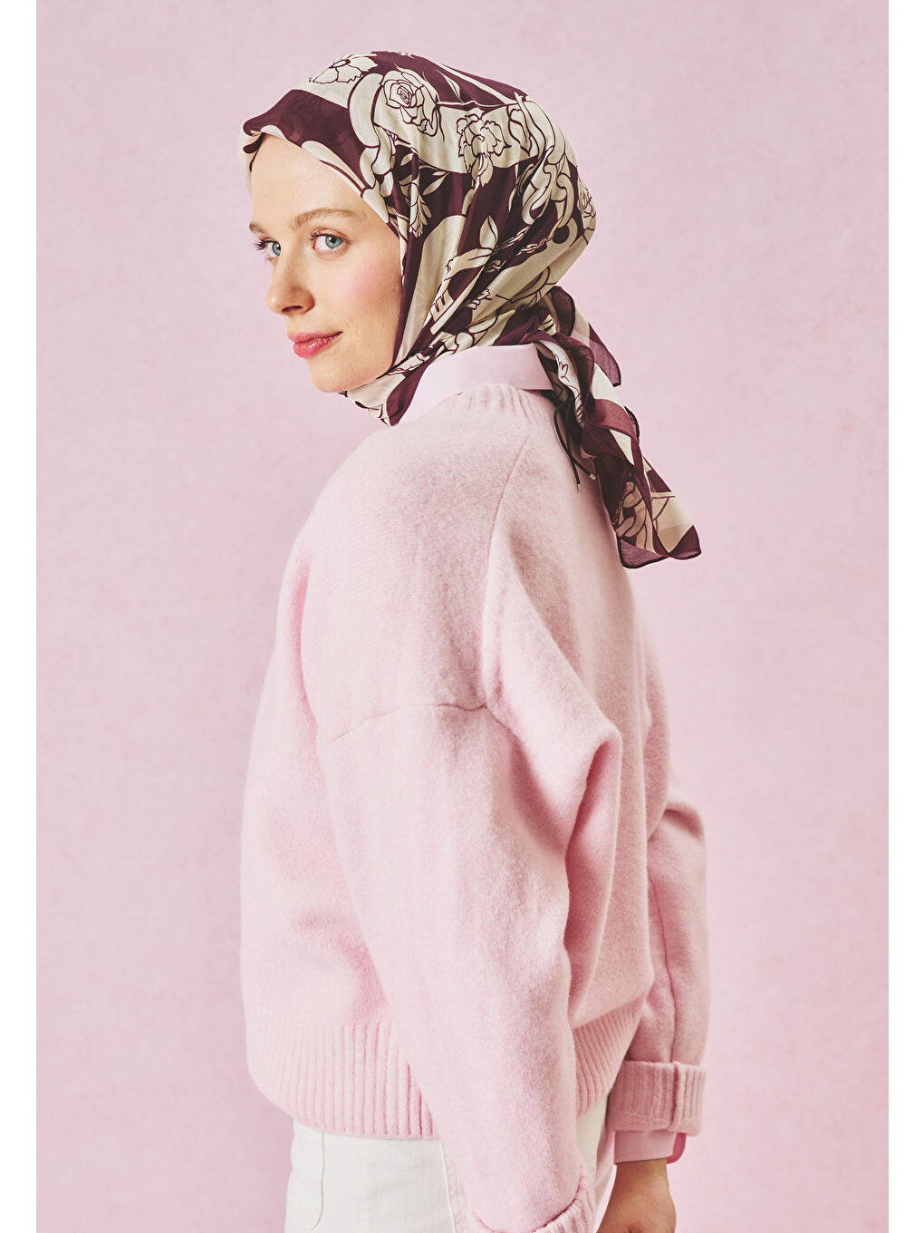 Mürdüm ETERNAL LOVE DESEN FLOŞ VİSKON EŞARP BURGUNDY