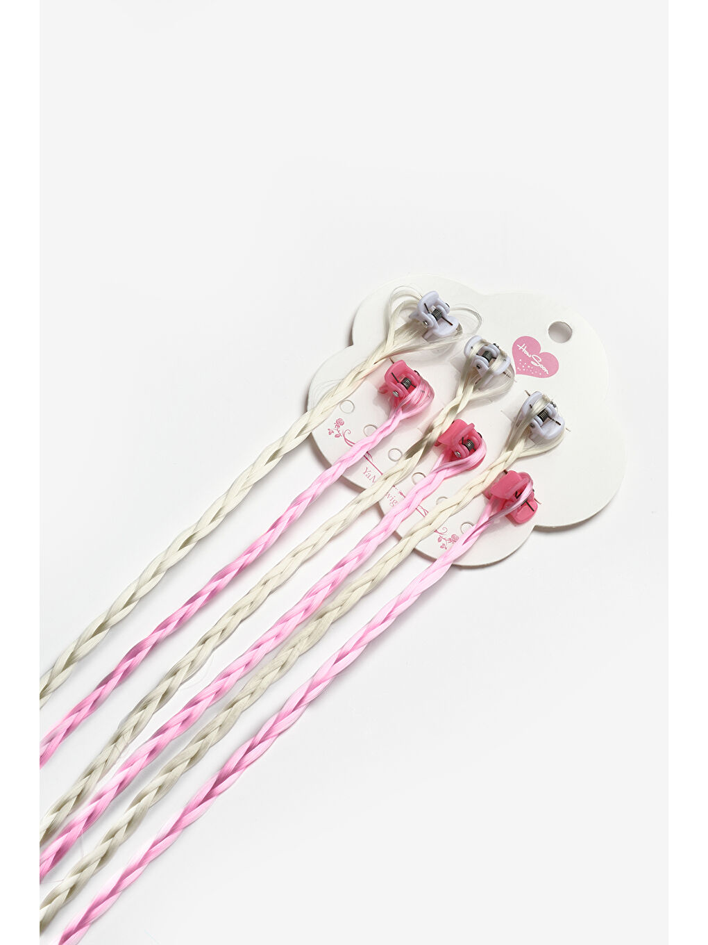 Pembe  Örgü Saçlı 6'lı Kız Çocuk Çıt Çıt Toka Set-1